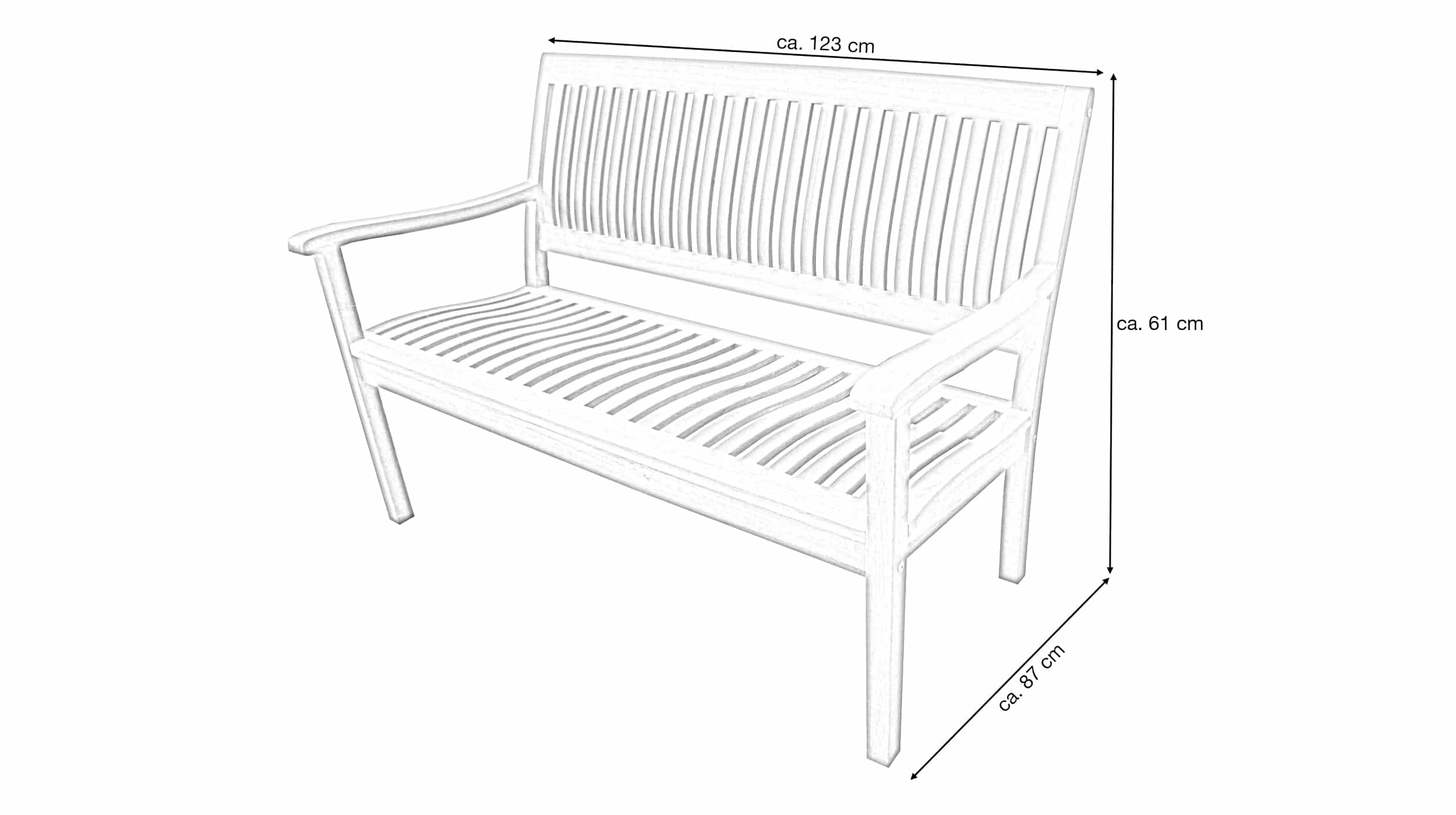 Gartenbank 2-Sitzer Massivholz Akazie geölt 123 cm - VERA