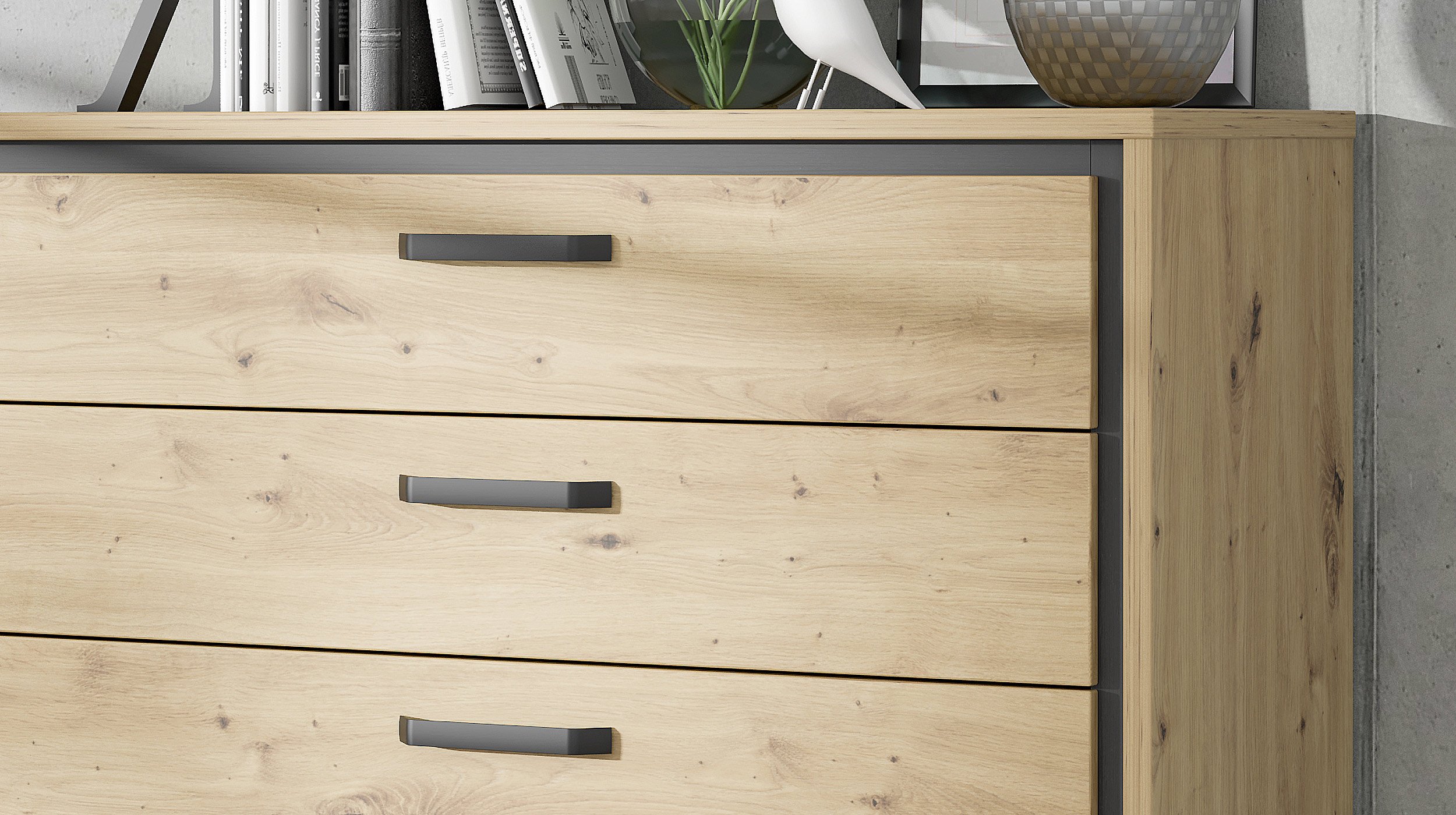 Kommode Artisan Eiche - schwarz Eiche 105 cm - TRONDHEIM