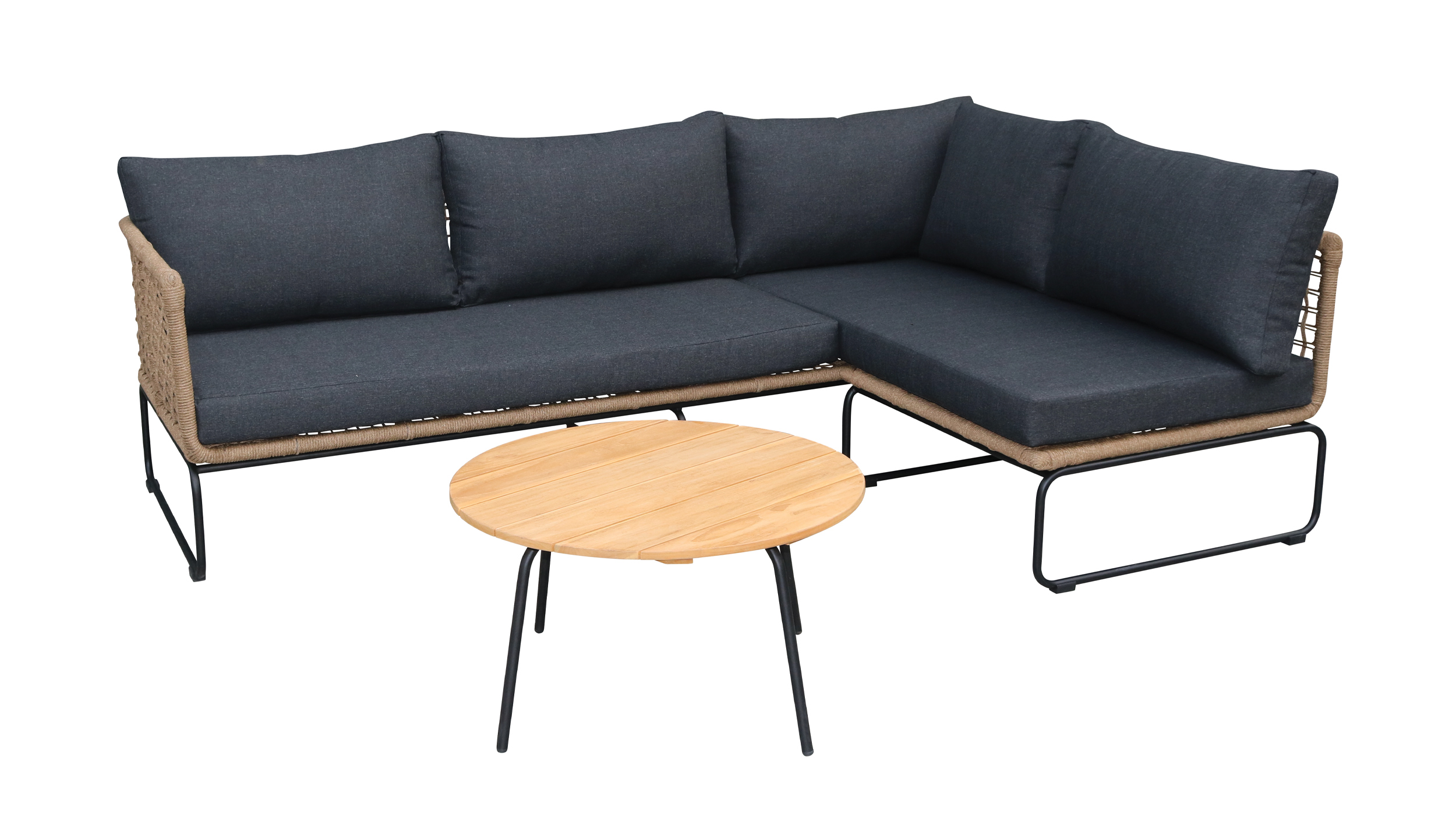 Ropegeflecht Gartenmöbel Set 3-teilig Tisch 70 x 40 cm - SERENO