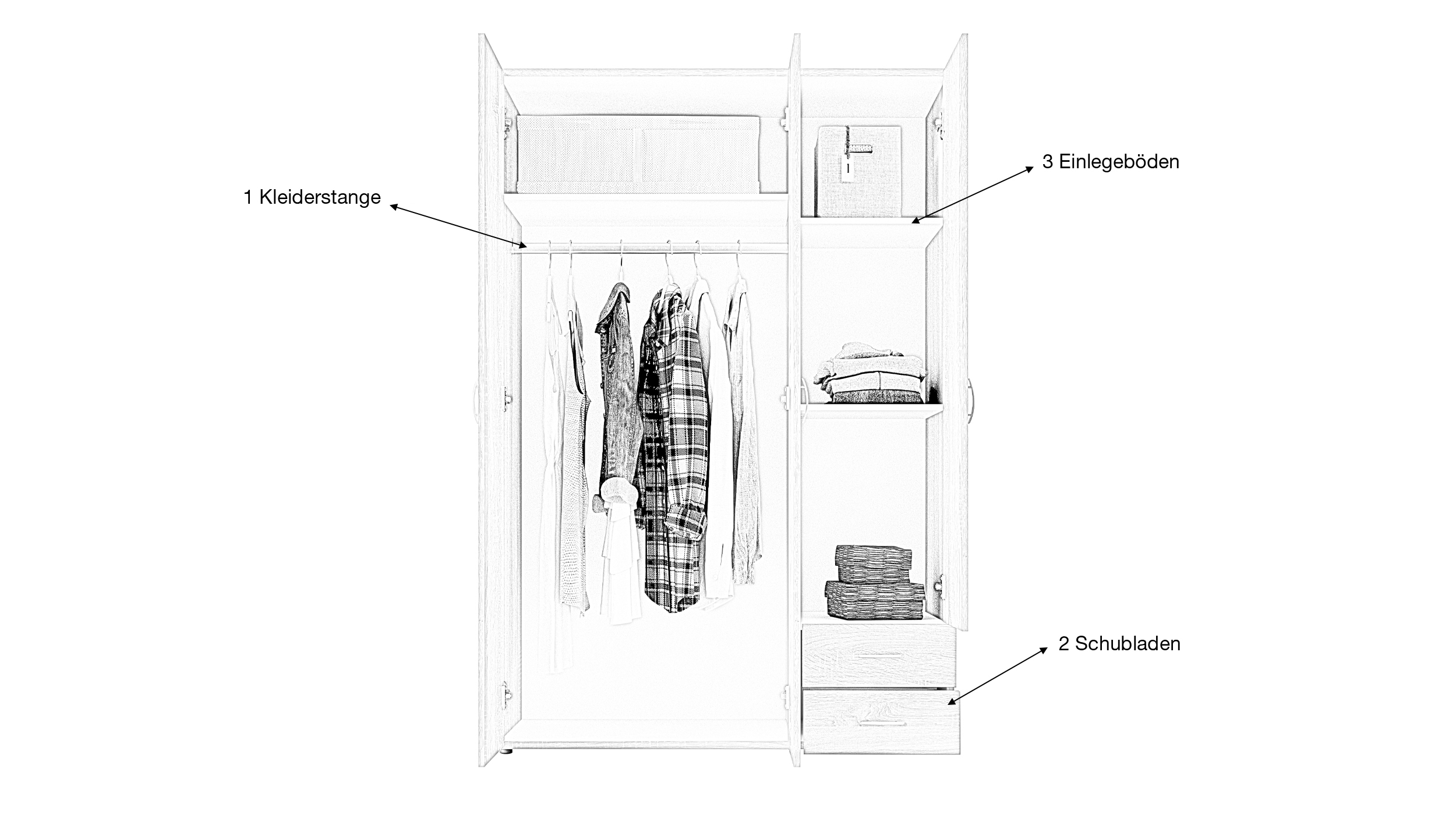 Kleiderschrank Sonoma Eiche - 120 cm - 3-türig - BASE