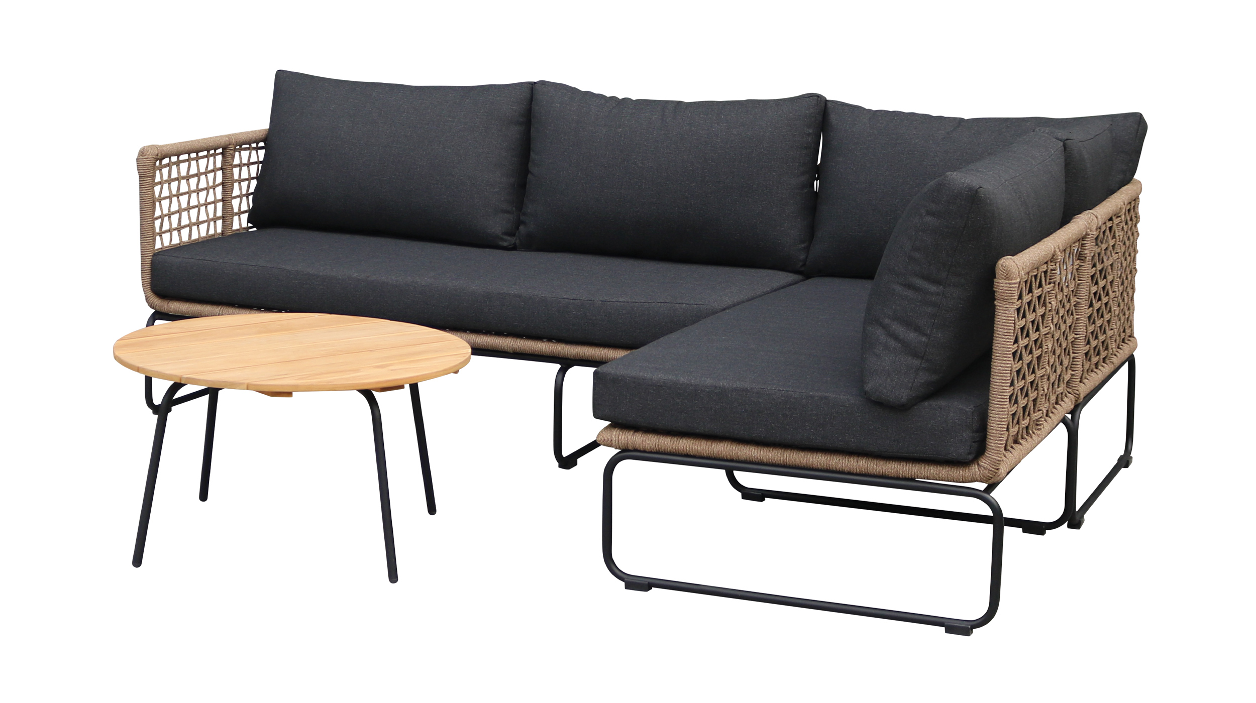 Ropegeflecht Gartenmöbel Set 3-teilig Tisch 70 x 40 cm - SERENO