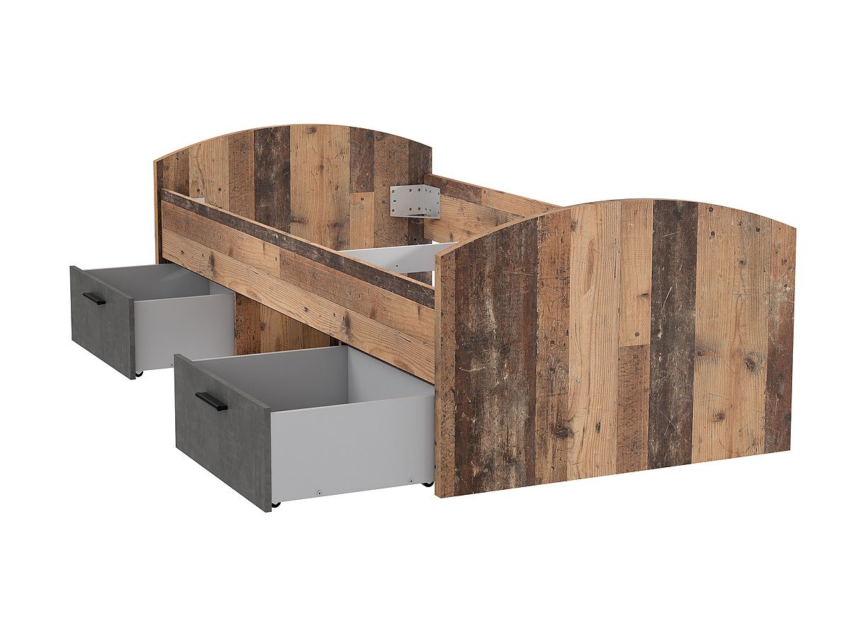 Jugendbett 90 x 200 cm Old Wood - grau - WINNIE