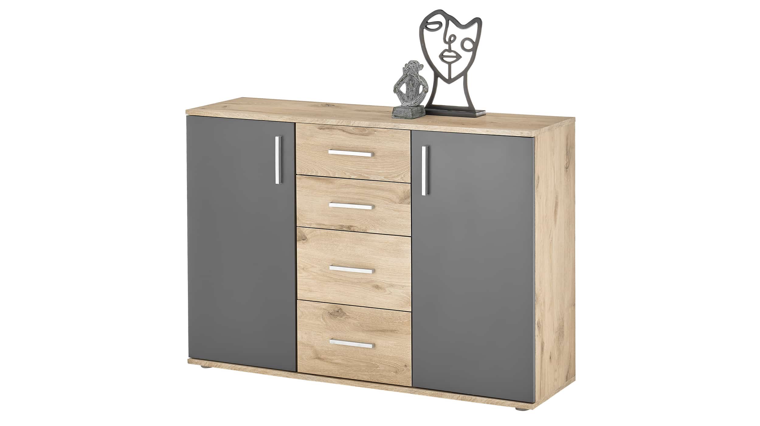 Kommode Viking Oak - grau 120 x 84 cm 2-türig - BOBBY