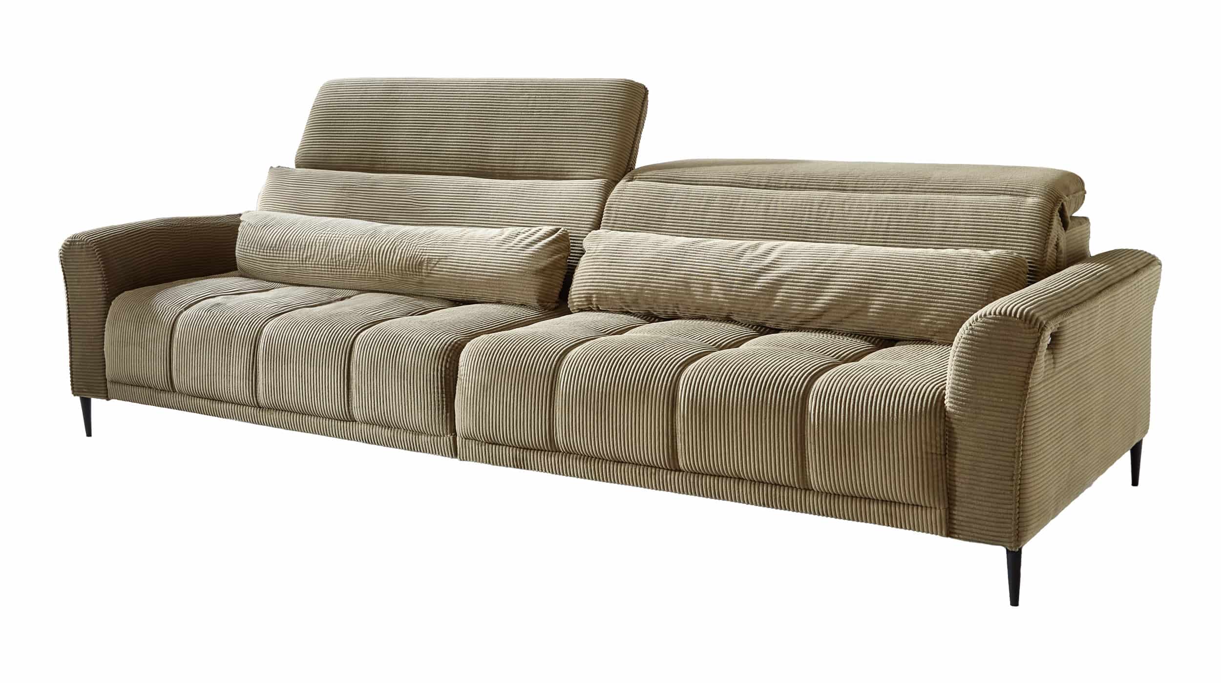 Big Sofa 280 cm grün Cordbezug Nosagfederung - LOGAN 