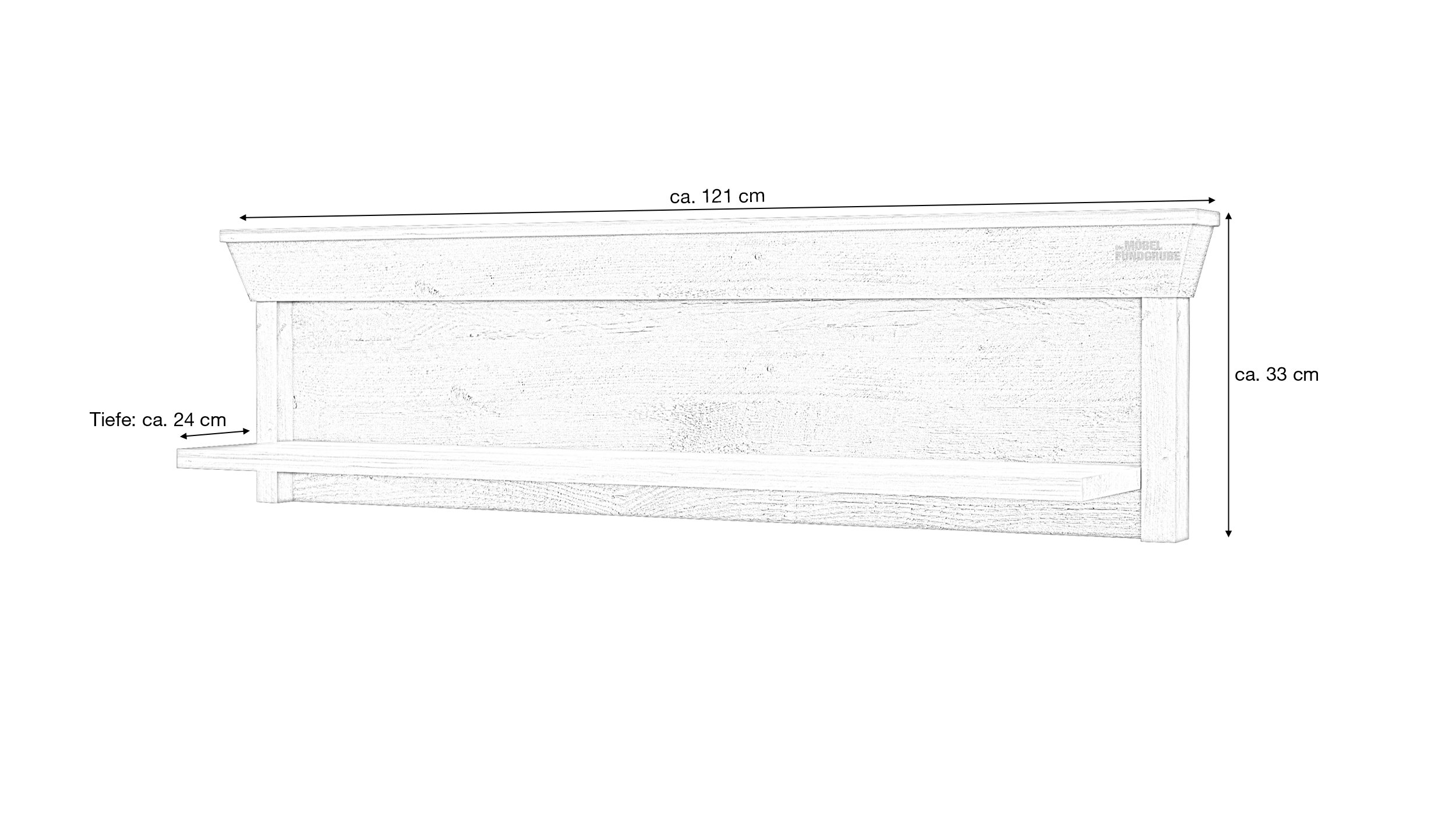 Wandboard Pinie Weiß 121 cm - KASHMIR