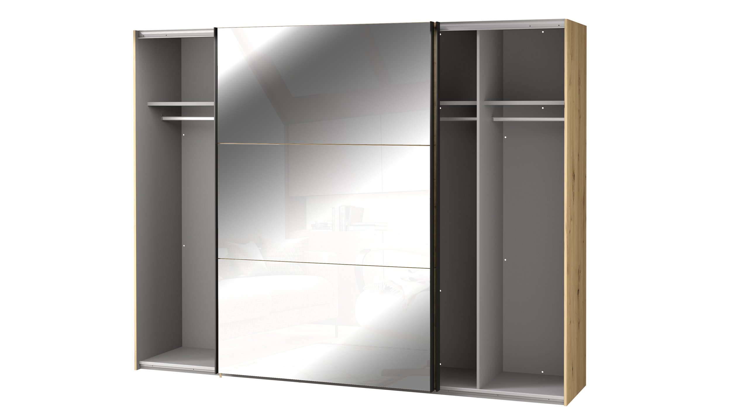 Schwebetürenschrank 270 cm Artisan Eiche - TRONDHEIM