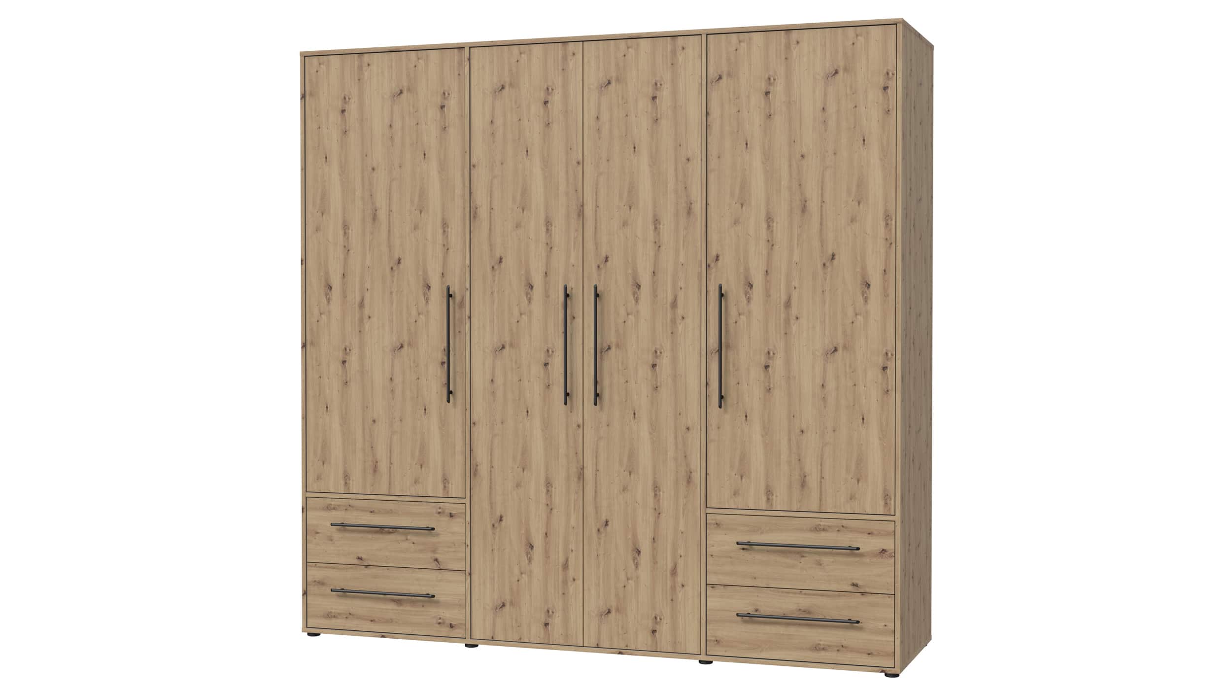 Kleiderschrank Artisan Eiche 206 cm 4-türig - MOKKARIS