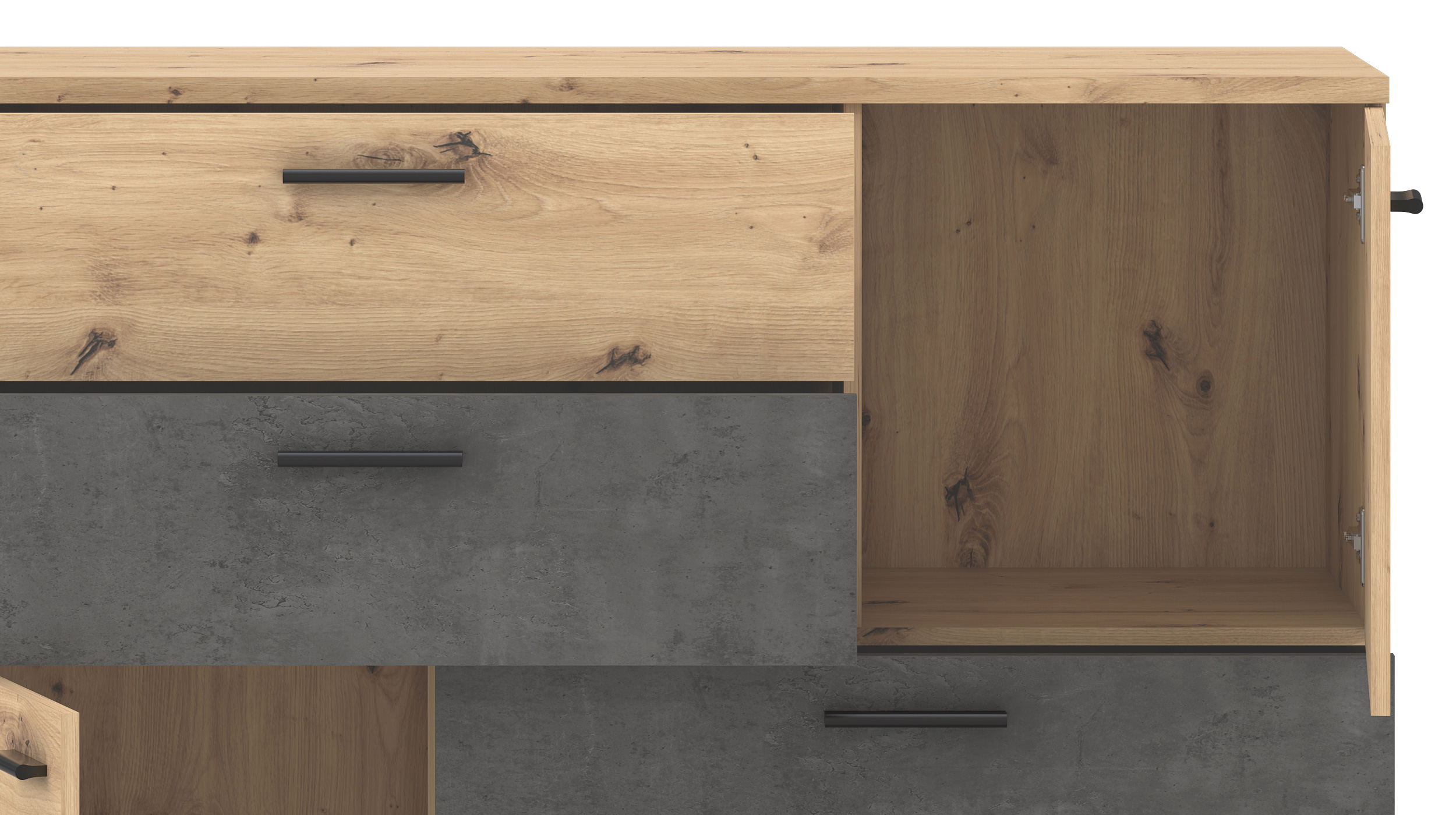 Kommode Artisan Eiche - grau 125 cm - SKIVE