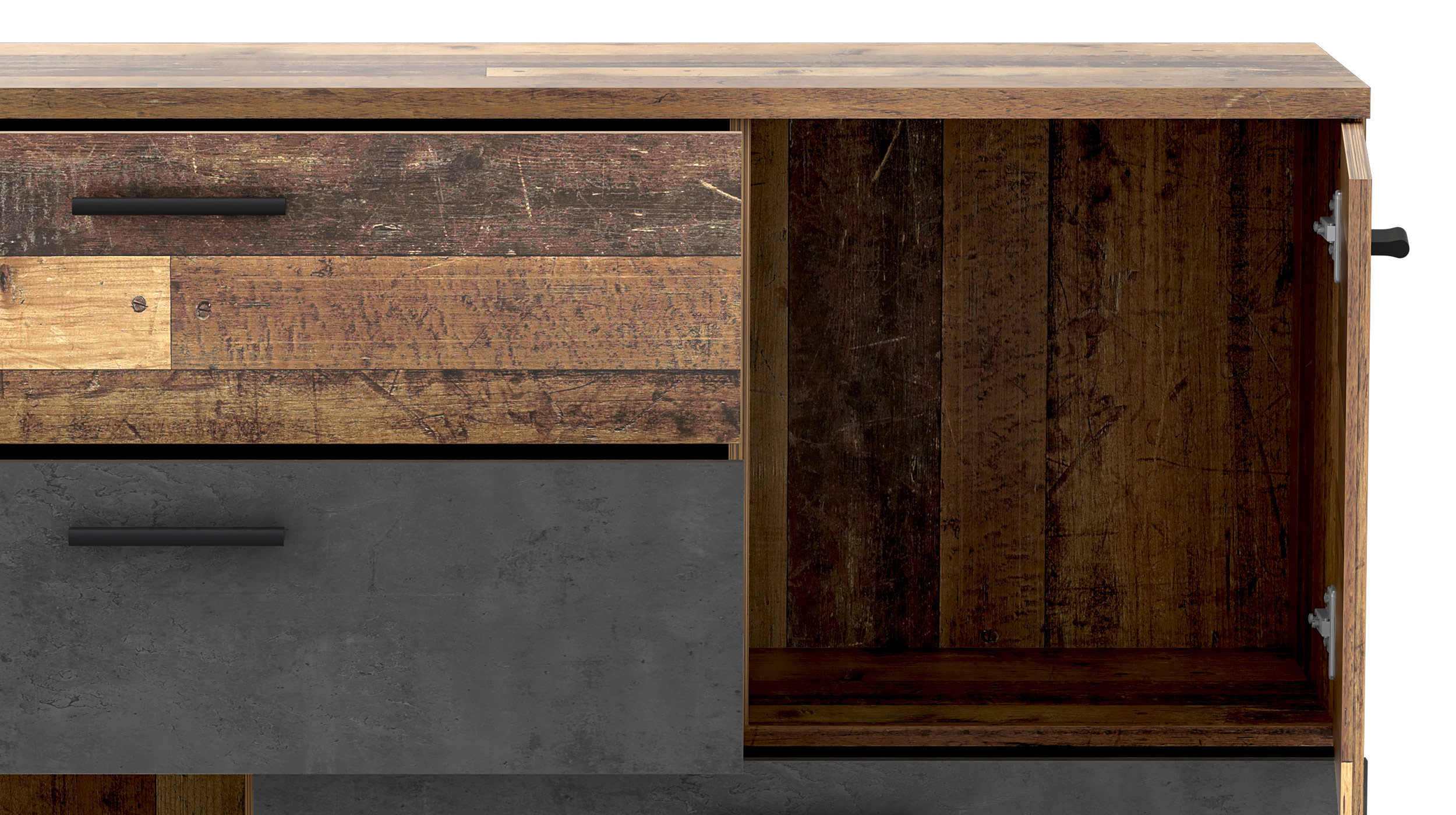Kommode Old Wood - grau 125 cm - SKIVE