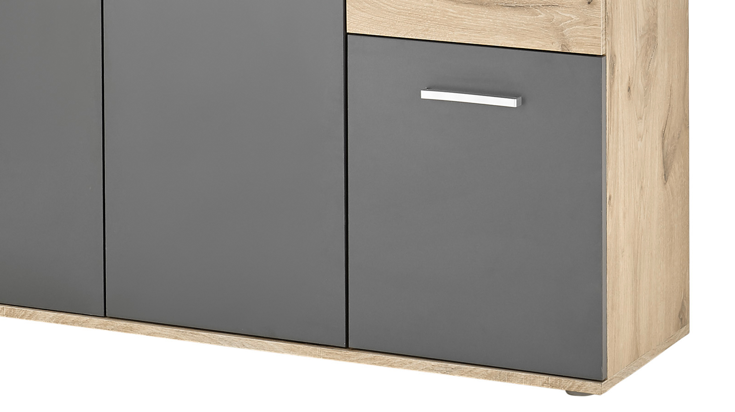 Kommode Viking Oak - grau 120 x 84 cm 3-türig - BOBBY
