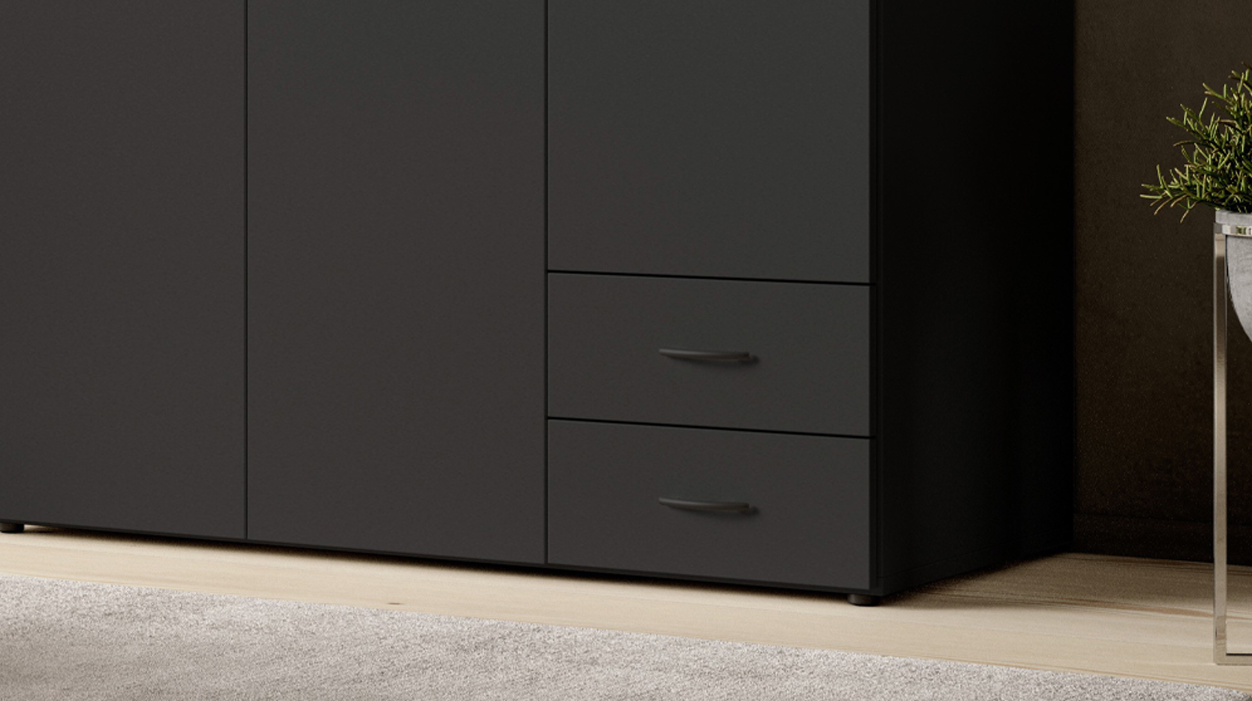 Kleiderschrank graphit - 120 cm -  3-türig - BASE