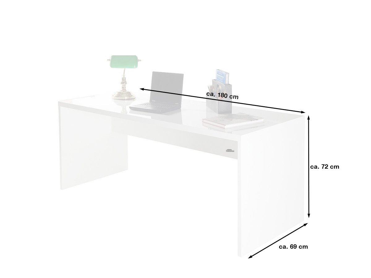 Schreibtisch weiß Hochglanz 180 cm - KRONOS 