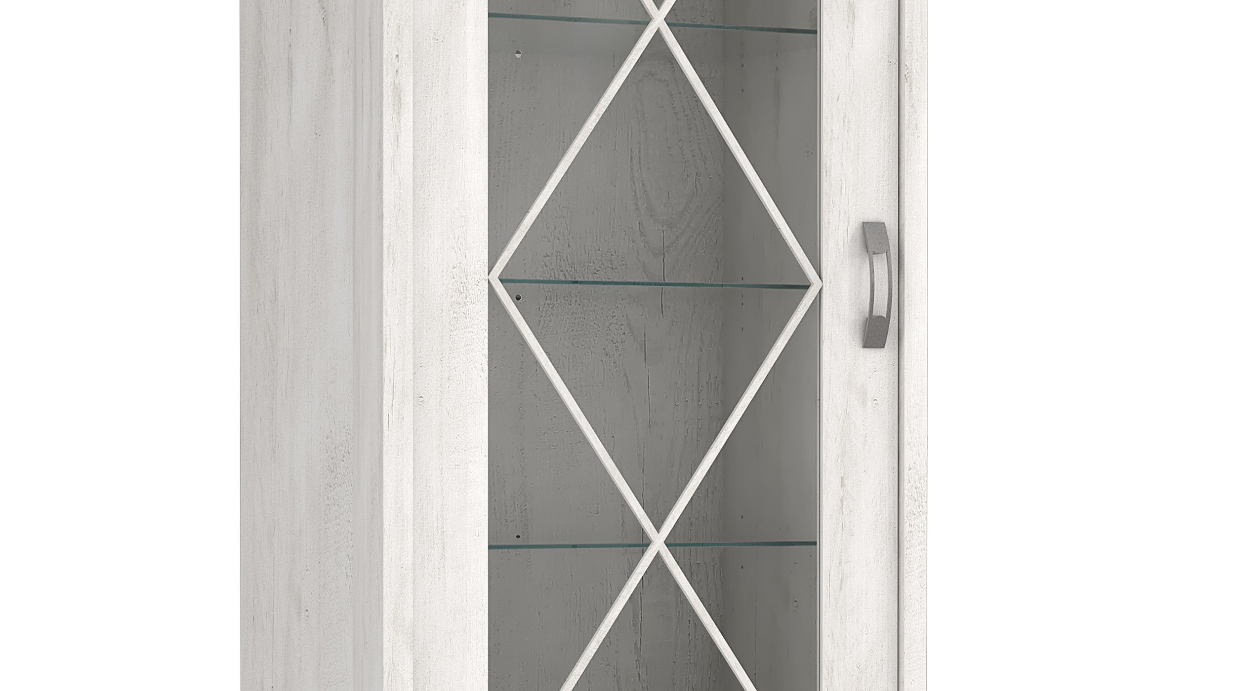 Vitrine mit 1 Glastür Pinie weiß 210 cm - KASHMIR