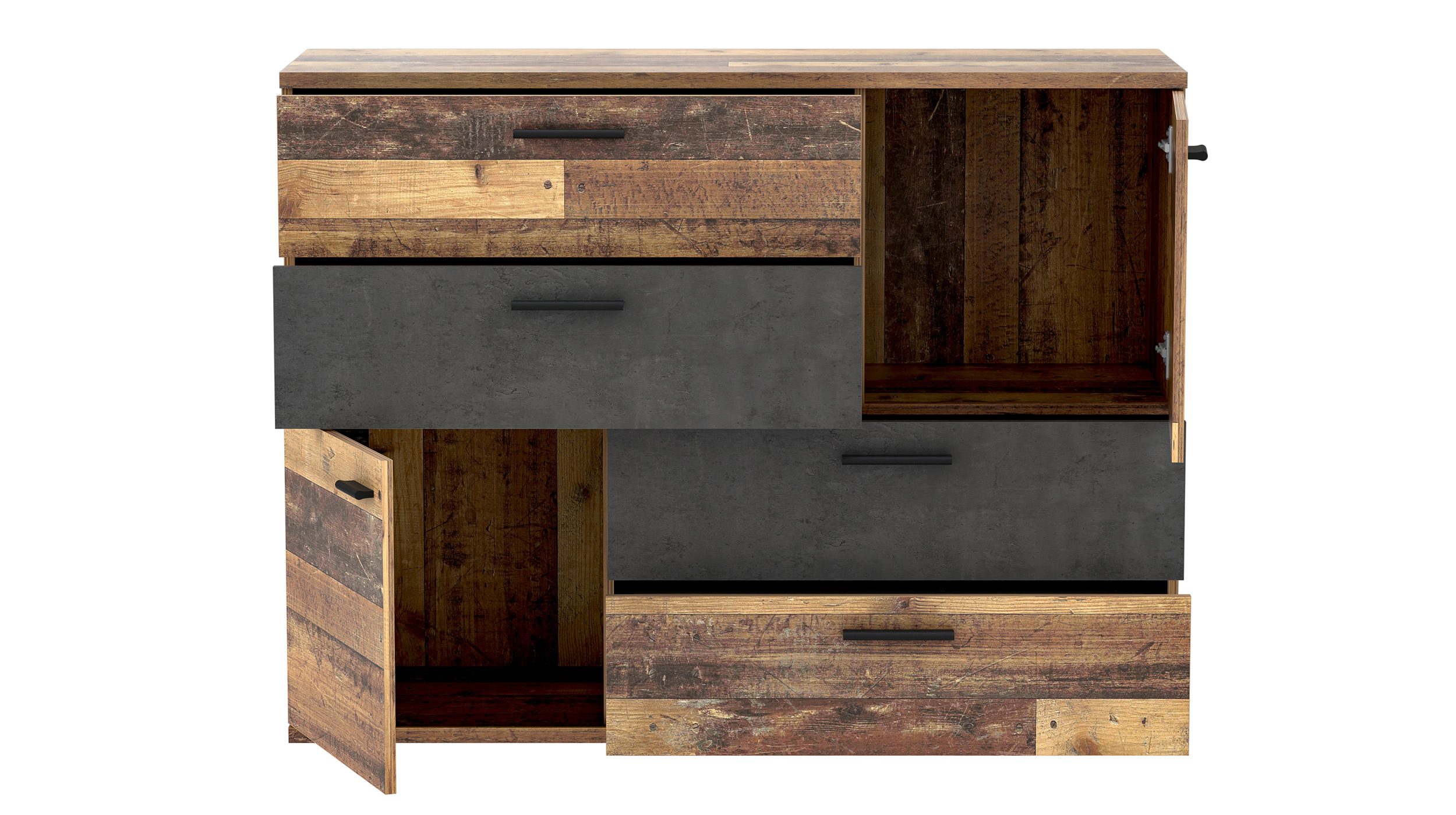 Kommode Old Wood - grau 125 cm - SKIVE