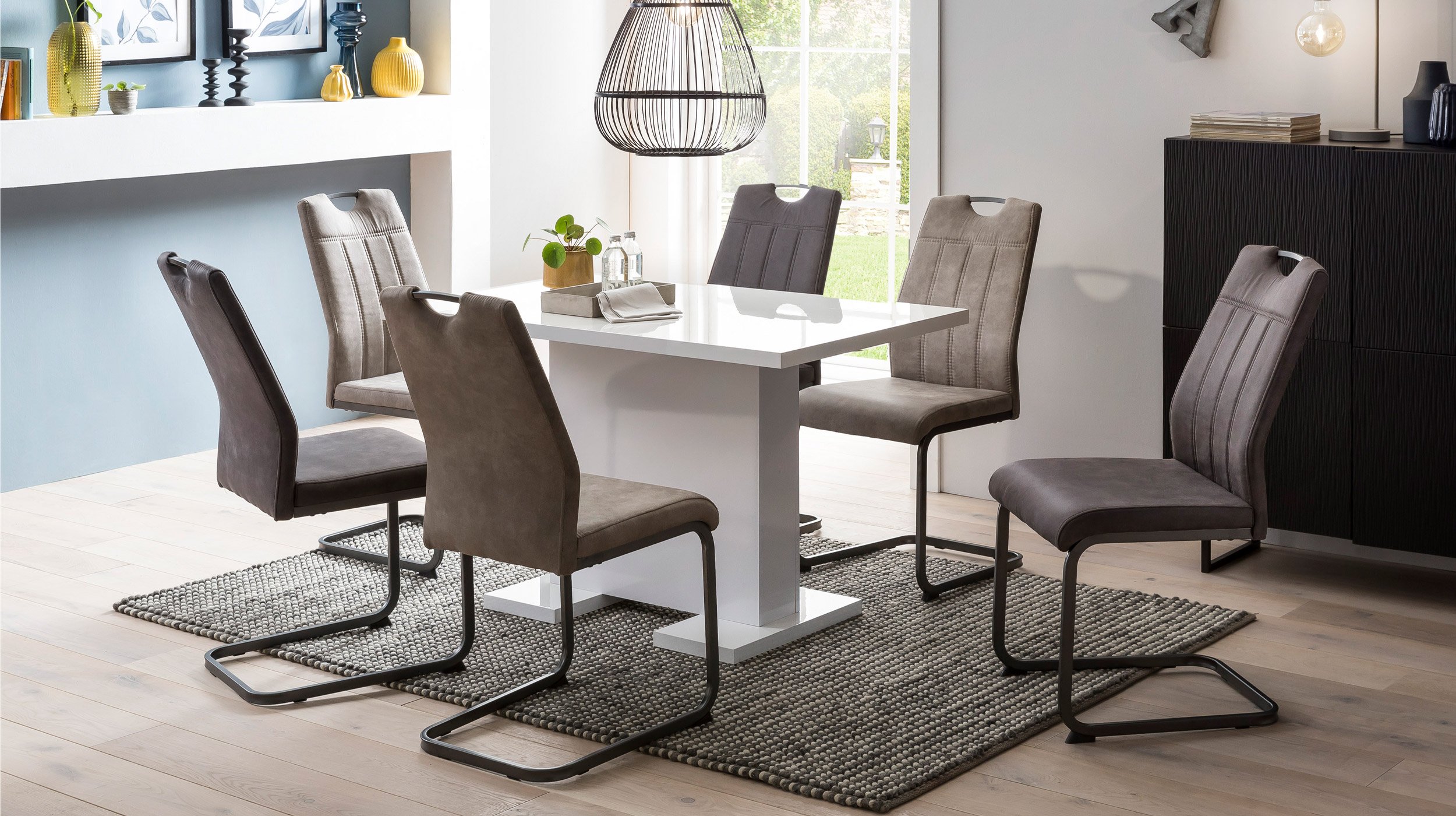 Schwingstuhl grau Freischwinger Microfaser - CHRISTINA