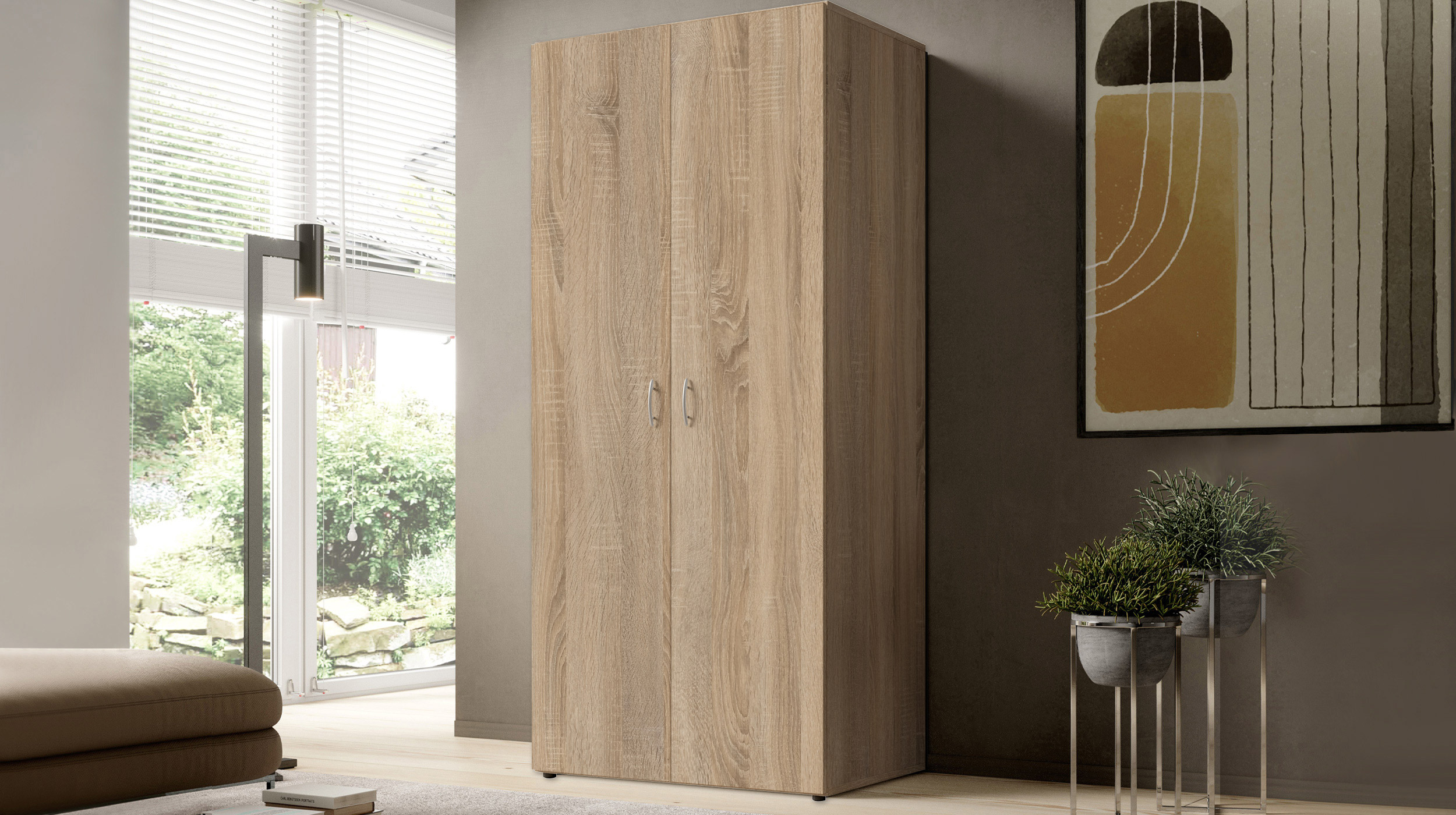 Kleiderschrank Sonoma Eiche - 80 cm - 2-türig - BASE