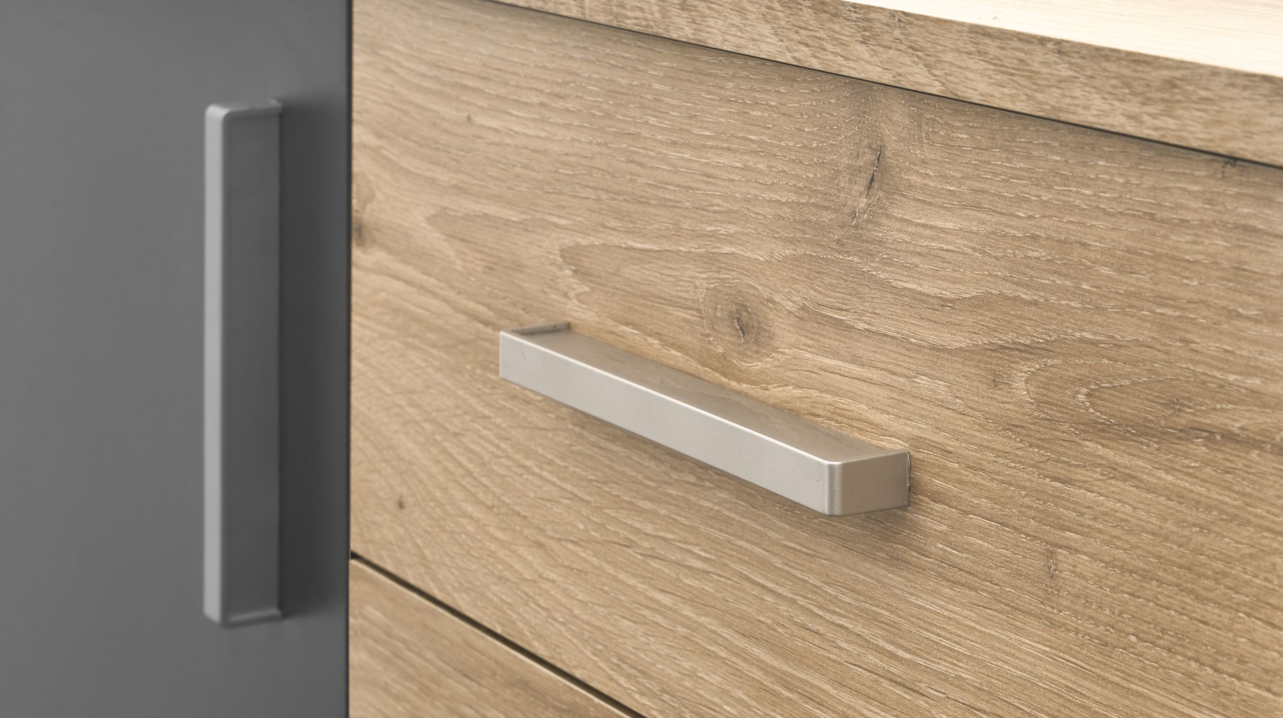 Kommode Viking Oak - grau 80 x 84 cm 2-türig - BOBBY