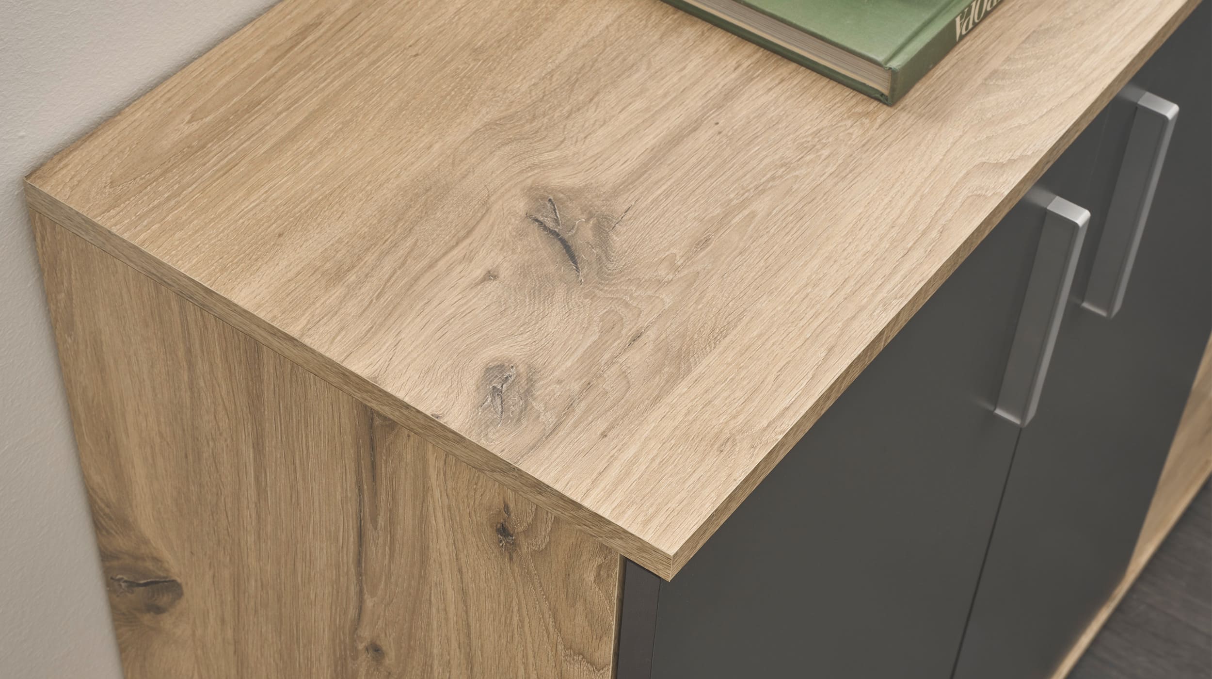 Kommode Viking Oak - grau 160 x 84 cm 3-türig - BOBBY