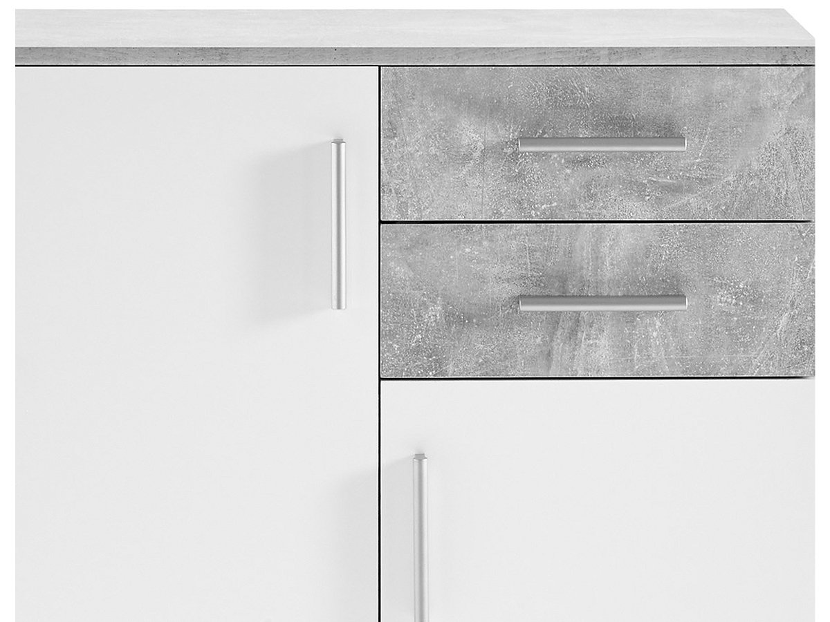 Kommode 2-türig Betonoptik - weiß 80 cm - BOBBY