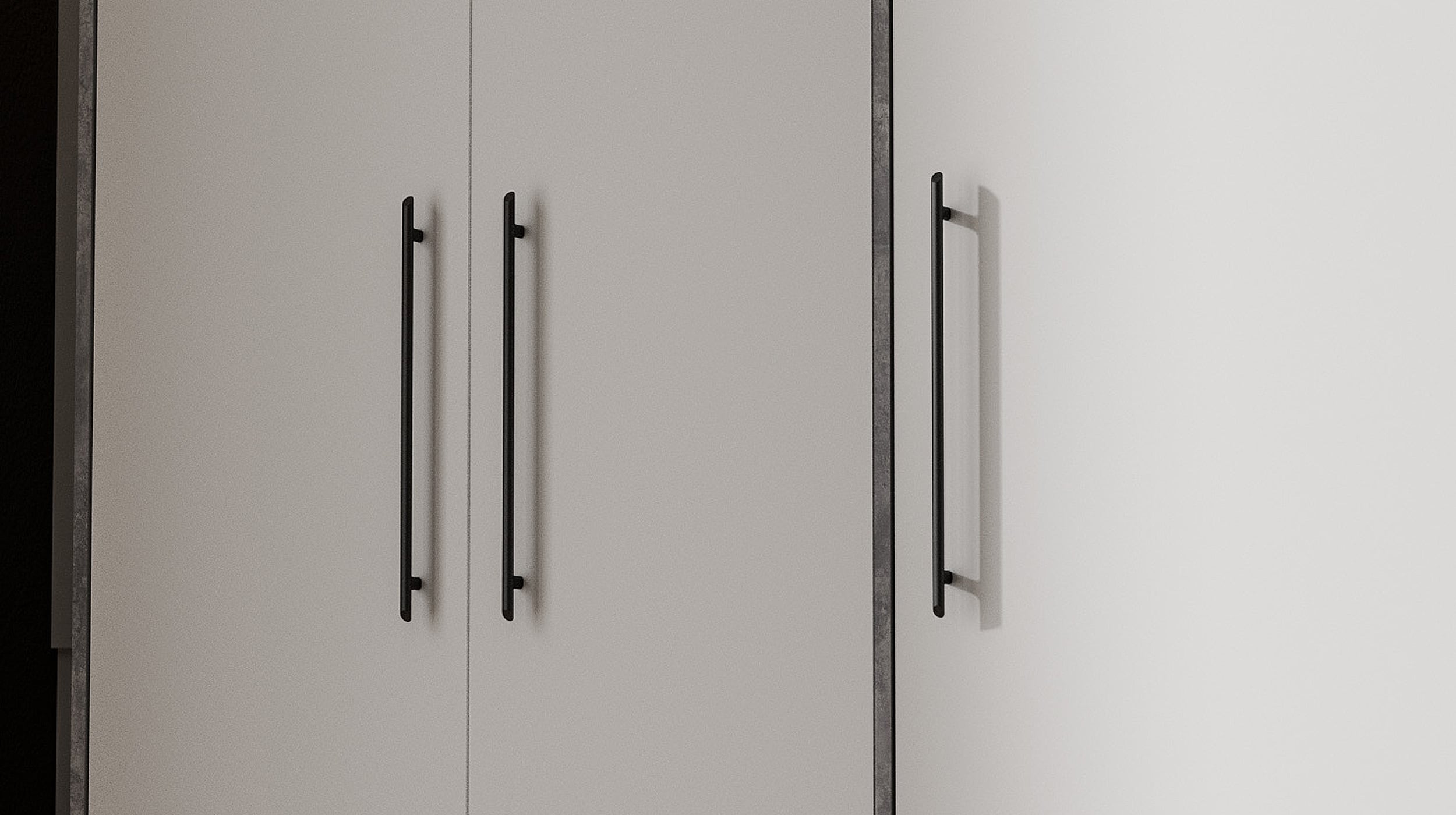 Kleiderschrank weiß - Betonoptik 144 cm 3-türig - MOKKARIS