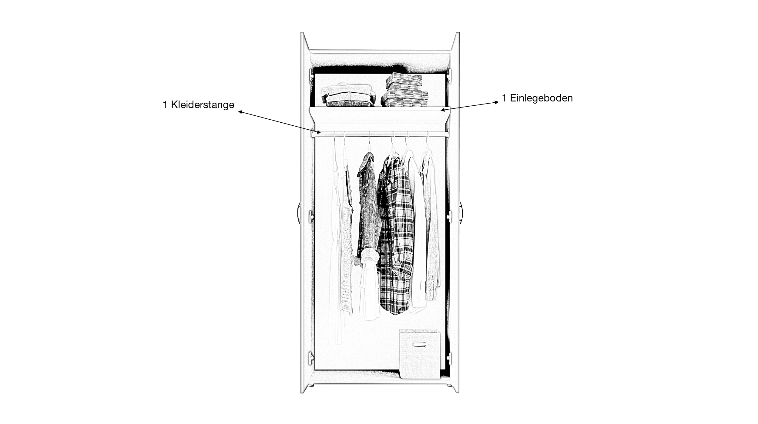 Kleiderschrank graphit - 80 cm - 2-türig - BASE