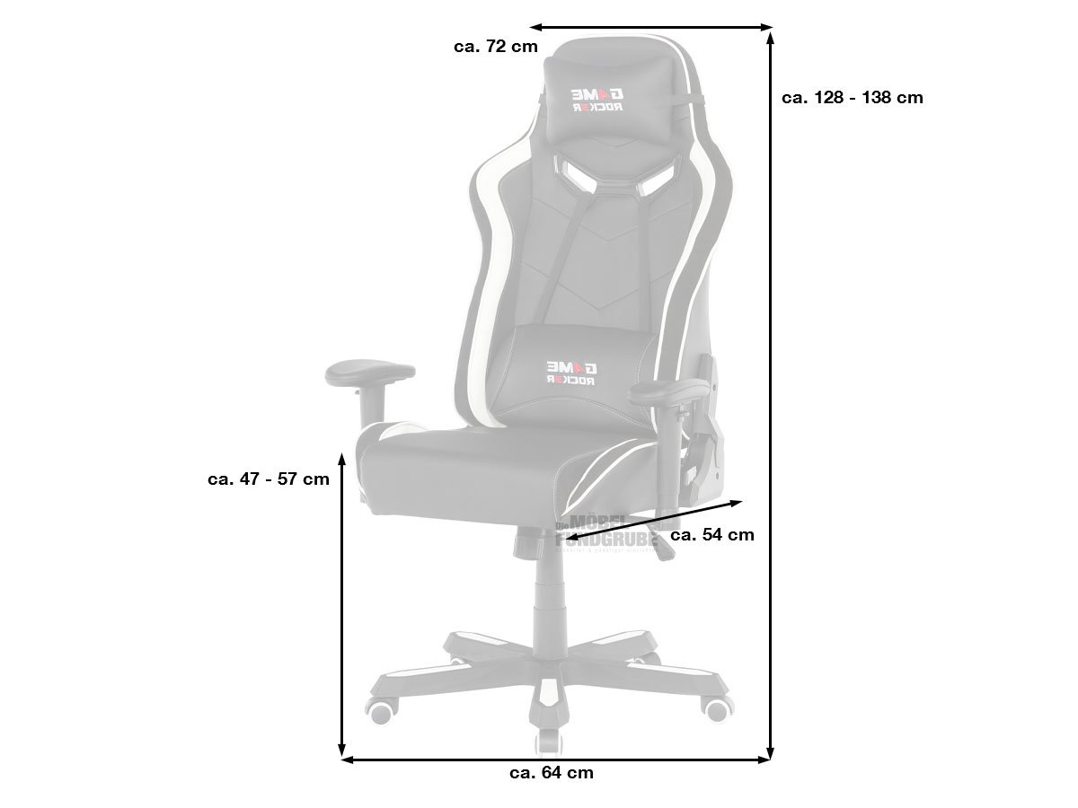 Gaming Stuhl schwarz-weiß verstellbar - GAME ROCKER