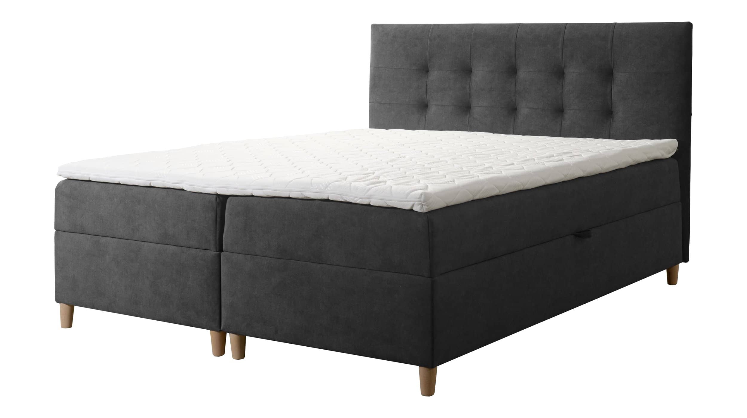 Boxbett 160 x 200 cm anthrazit inkl. 2 Bettkästen - ADORA