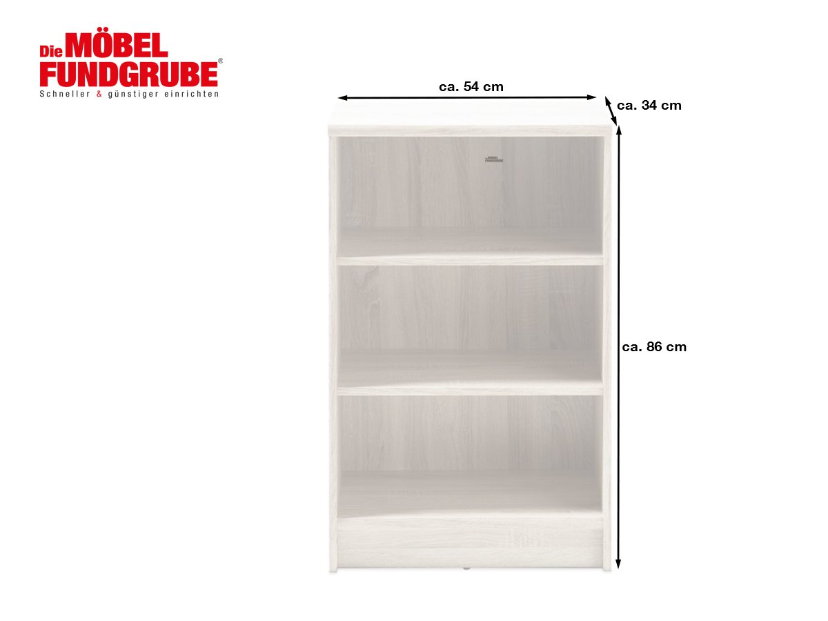 Bücherregal Standregal Sonoma Eiche 54 x 86 cm - 2 Einlegeböden - OPTIMUS