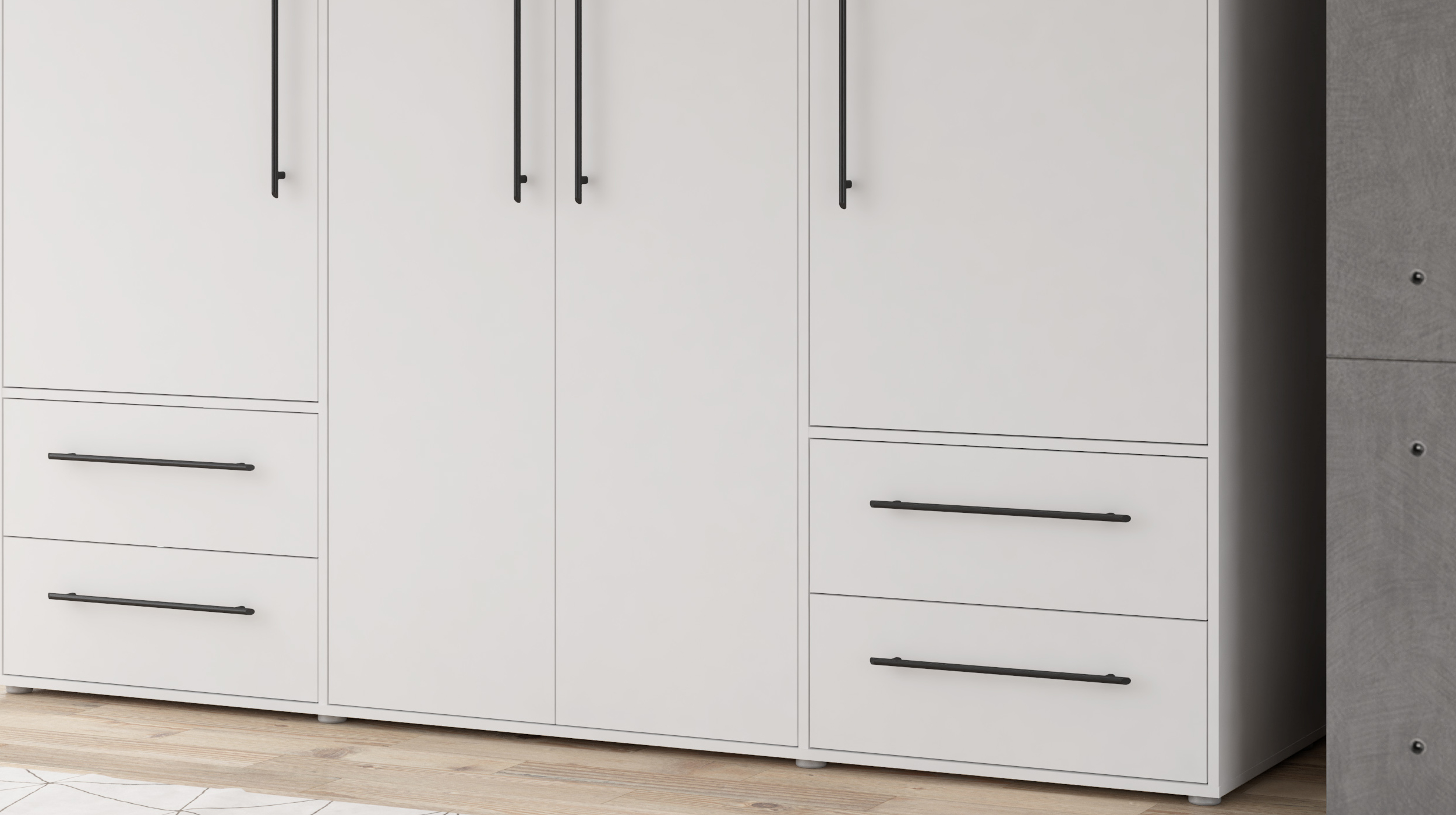 Kleiderschrank weiß - 206 cm - 4 Türen - MOKKARIS