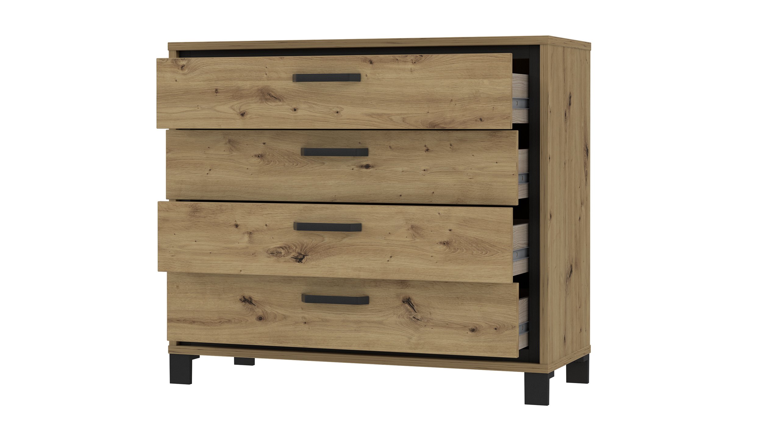 Kommode Artisan Eiche - schwarz Eiche 105 cm - TRONDHEIM