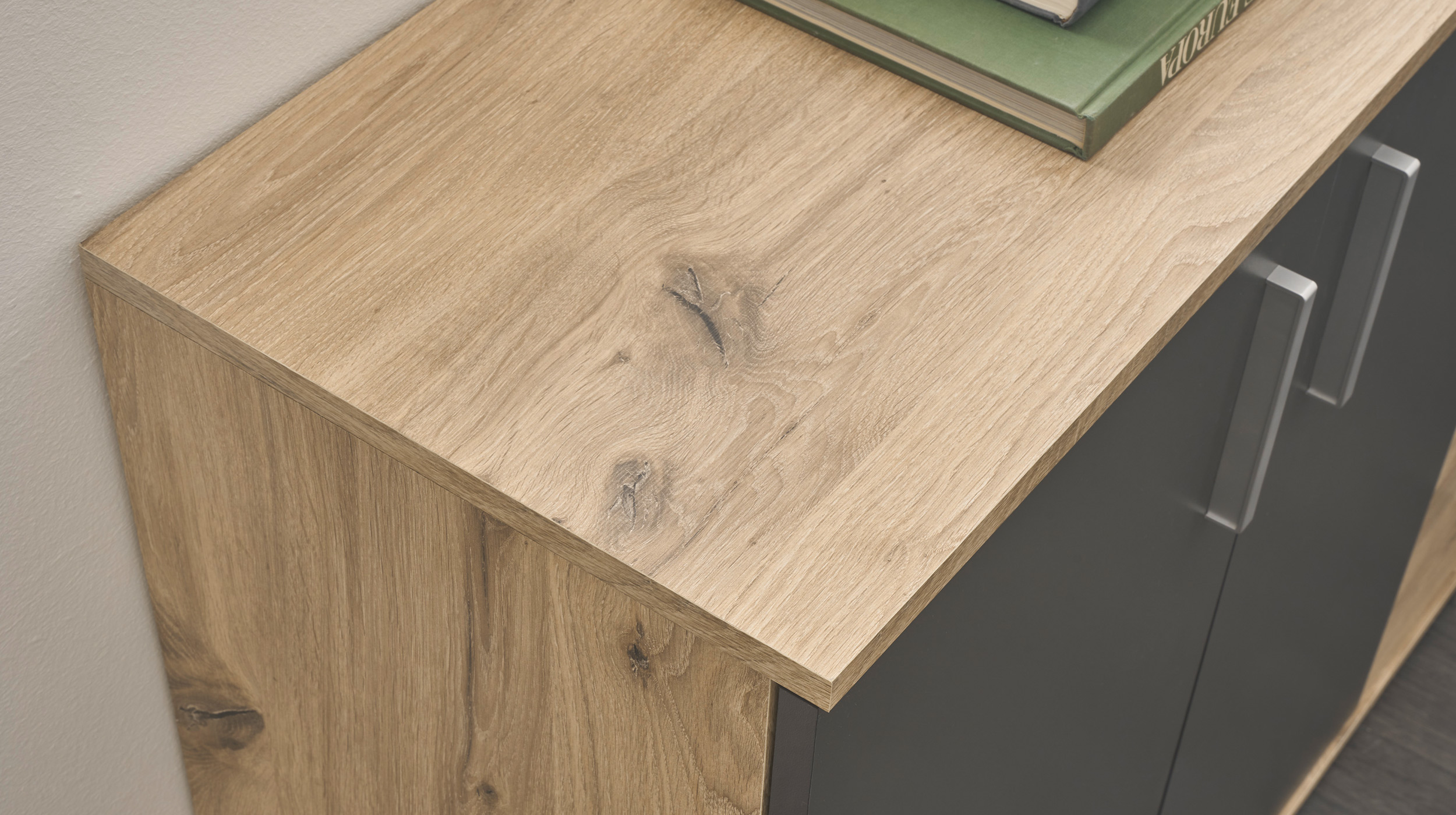 Kommode Viking Oak - grau 120 x 84 cm 3-türig - BOBBY