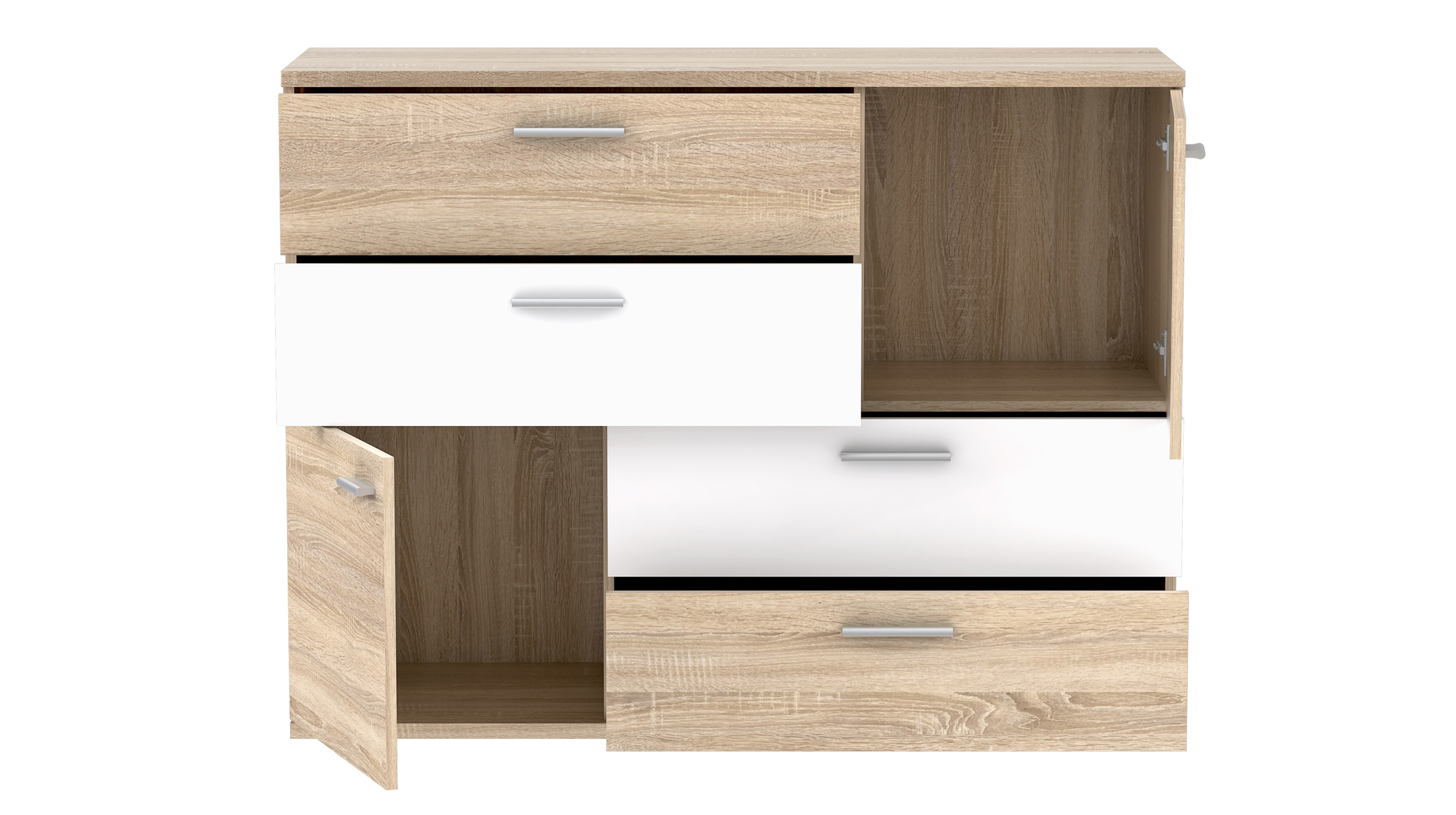 Kommode Sonoma Eiche - weiß 125 cm - SKIVE