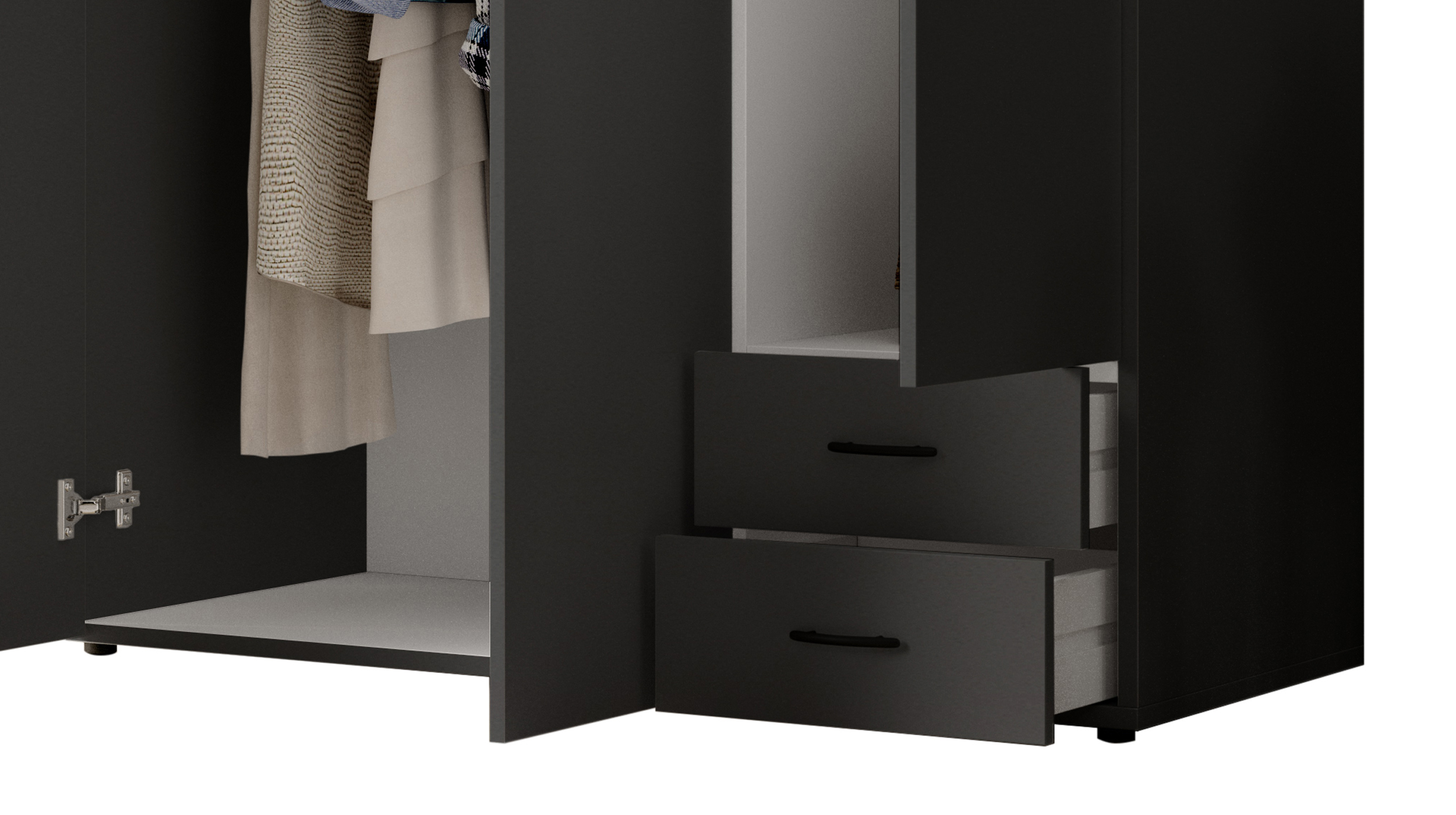 Kleiderschrank graphit - 120 cm -  3-türig - BASE