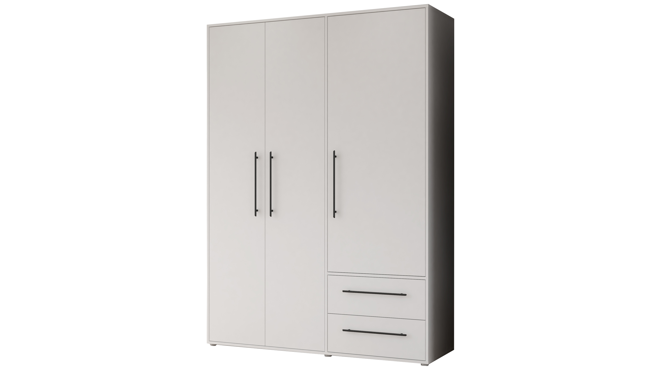 Kleiderschrank weiß 144 cm 3-türig - MOKKARIS