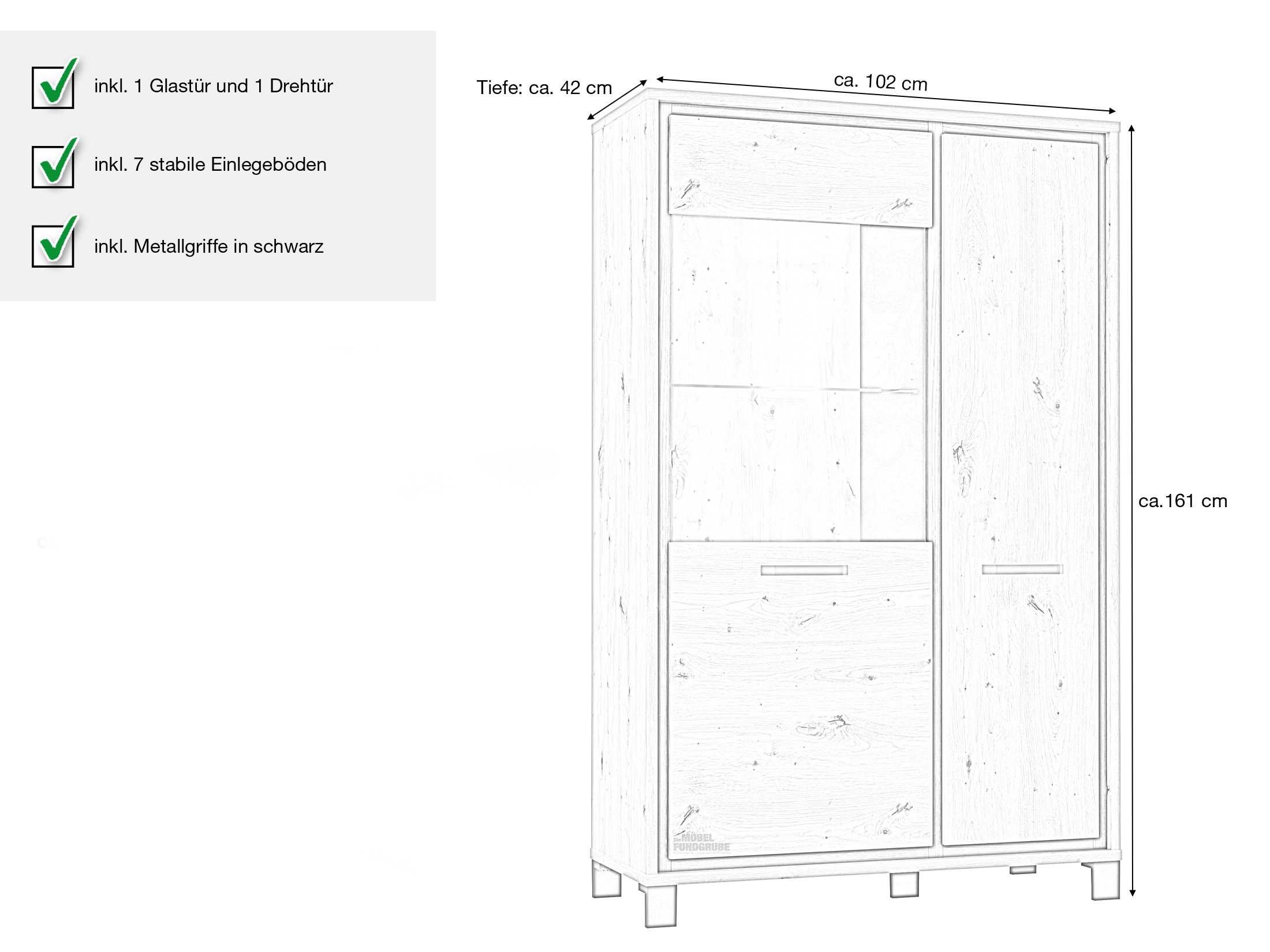 Highboard mit 2 Türen Artisan Eiche 161 cm - TRONDHEIM