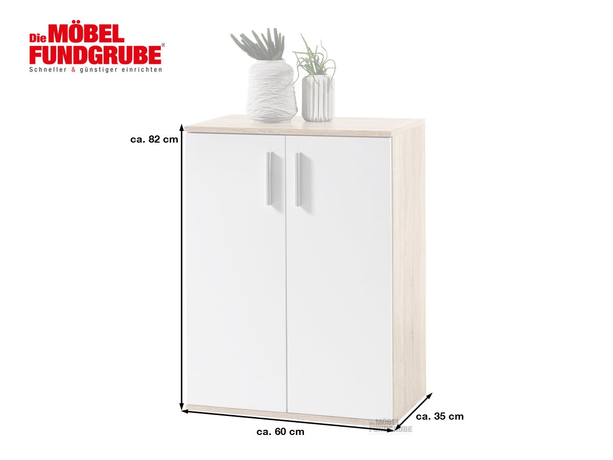 Kommode Sonoma Eiche - weiß 60 cm - BOBBY