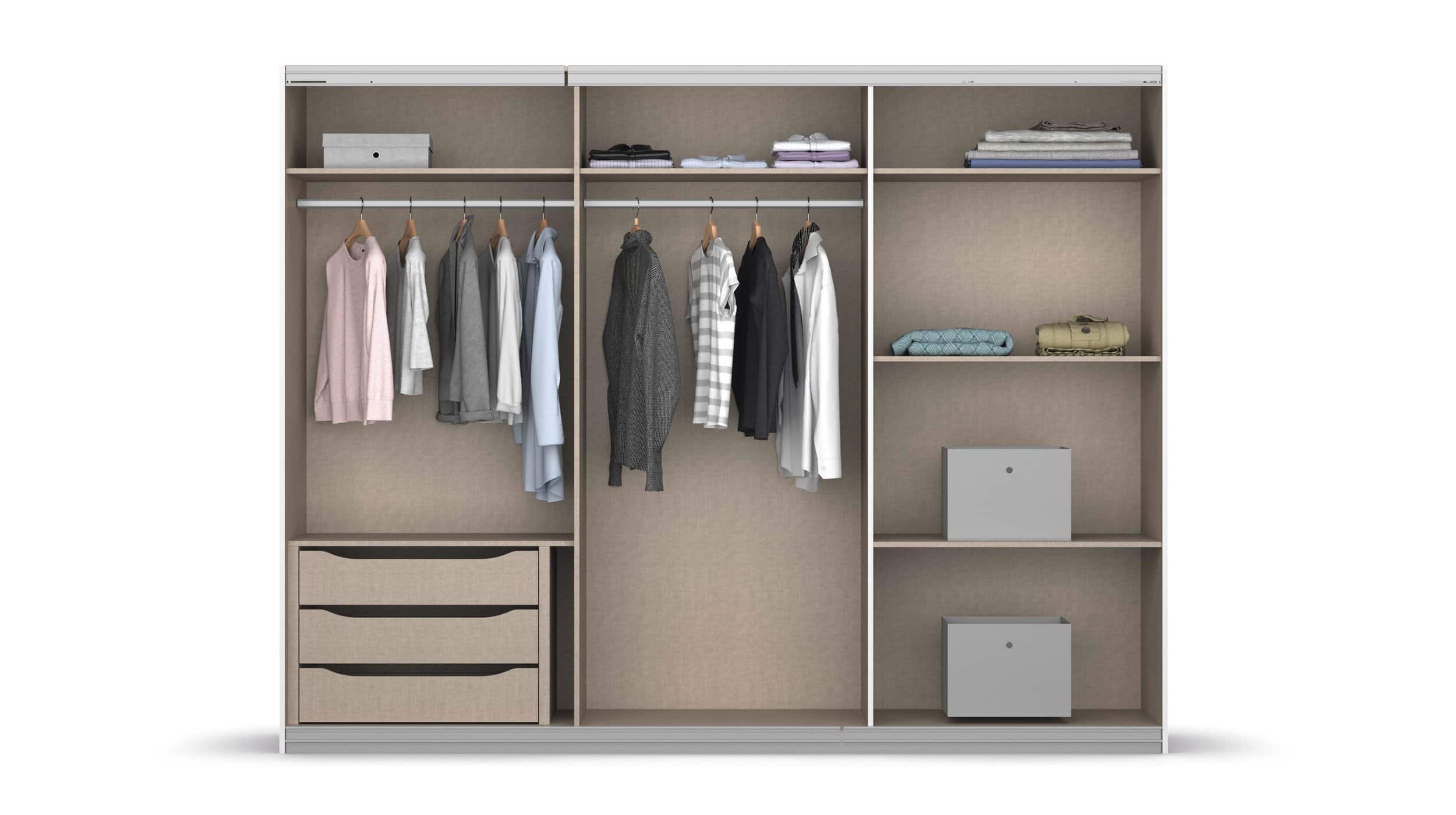 Schwebetürenschrank grau Glas 271 cm 3-türig - KULMBACH