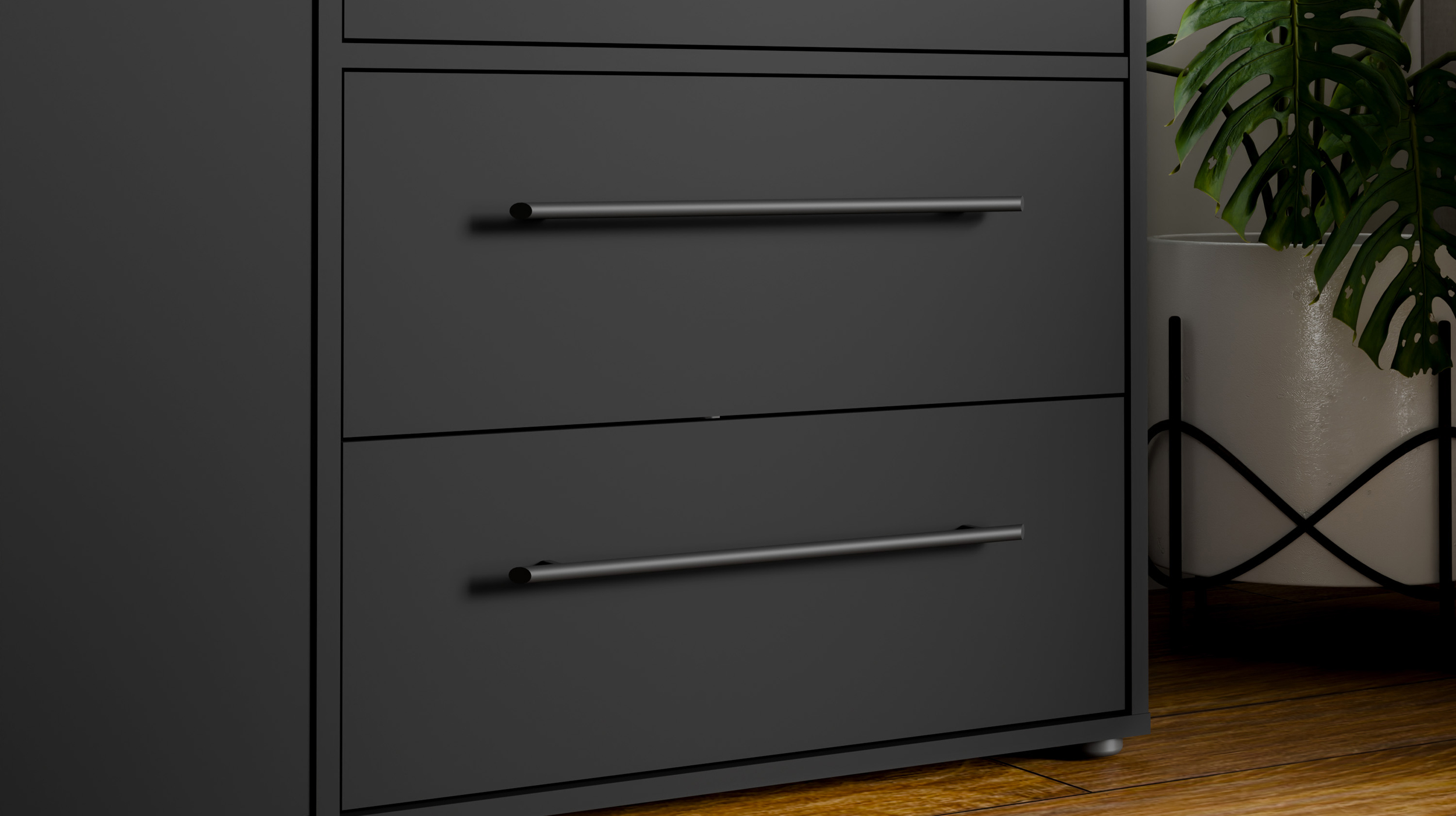 Kleiderschrank schwarz - 206 cm - 4 Türen - MOKKARIS