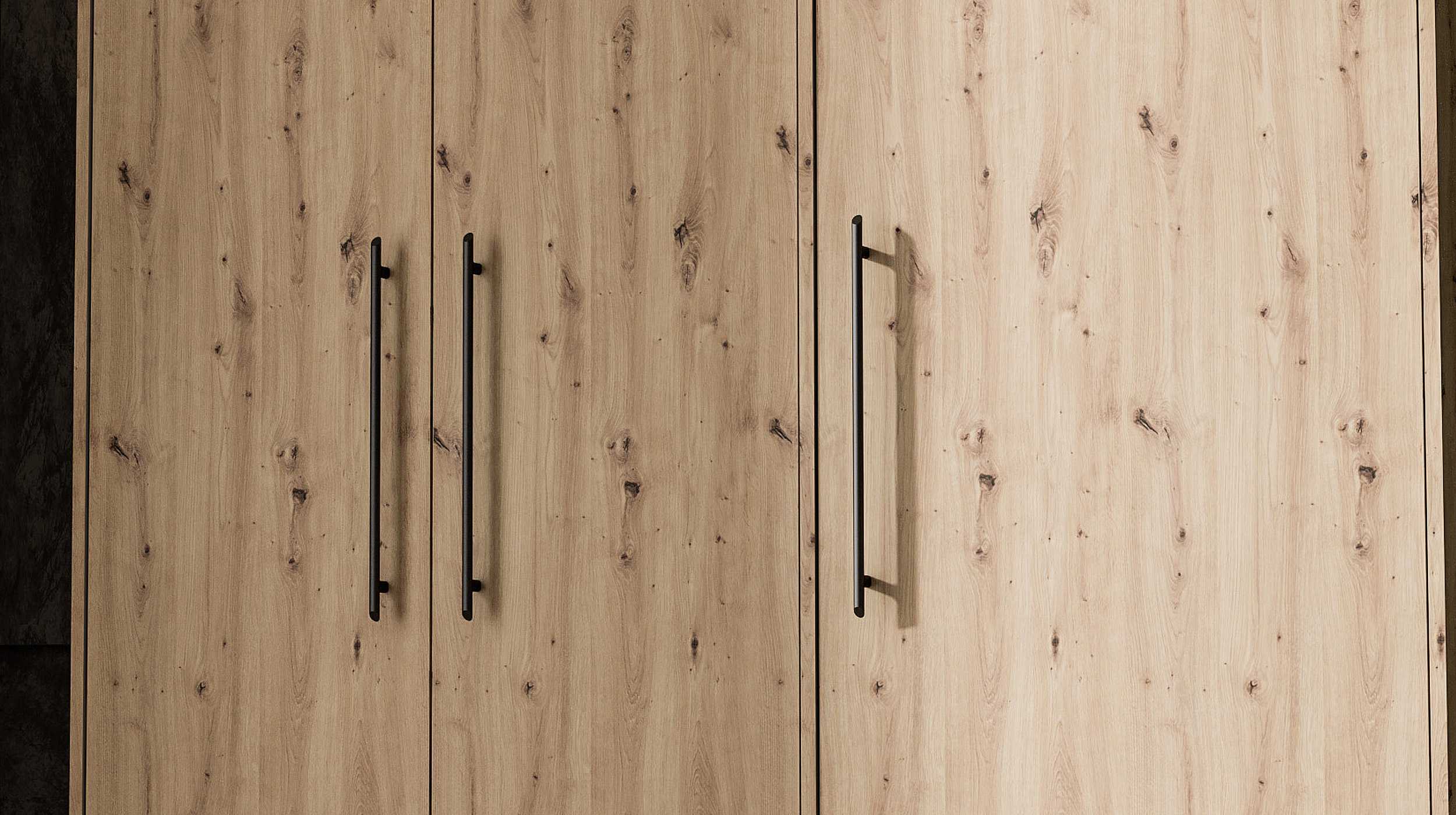 Kleiderschrank Artisan Eiche 144 cm 3-türig - MOKKARIS