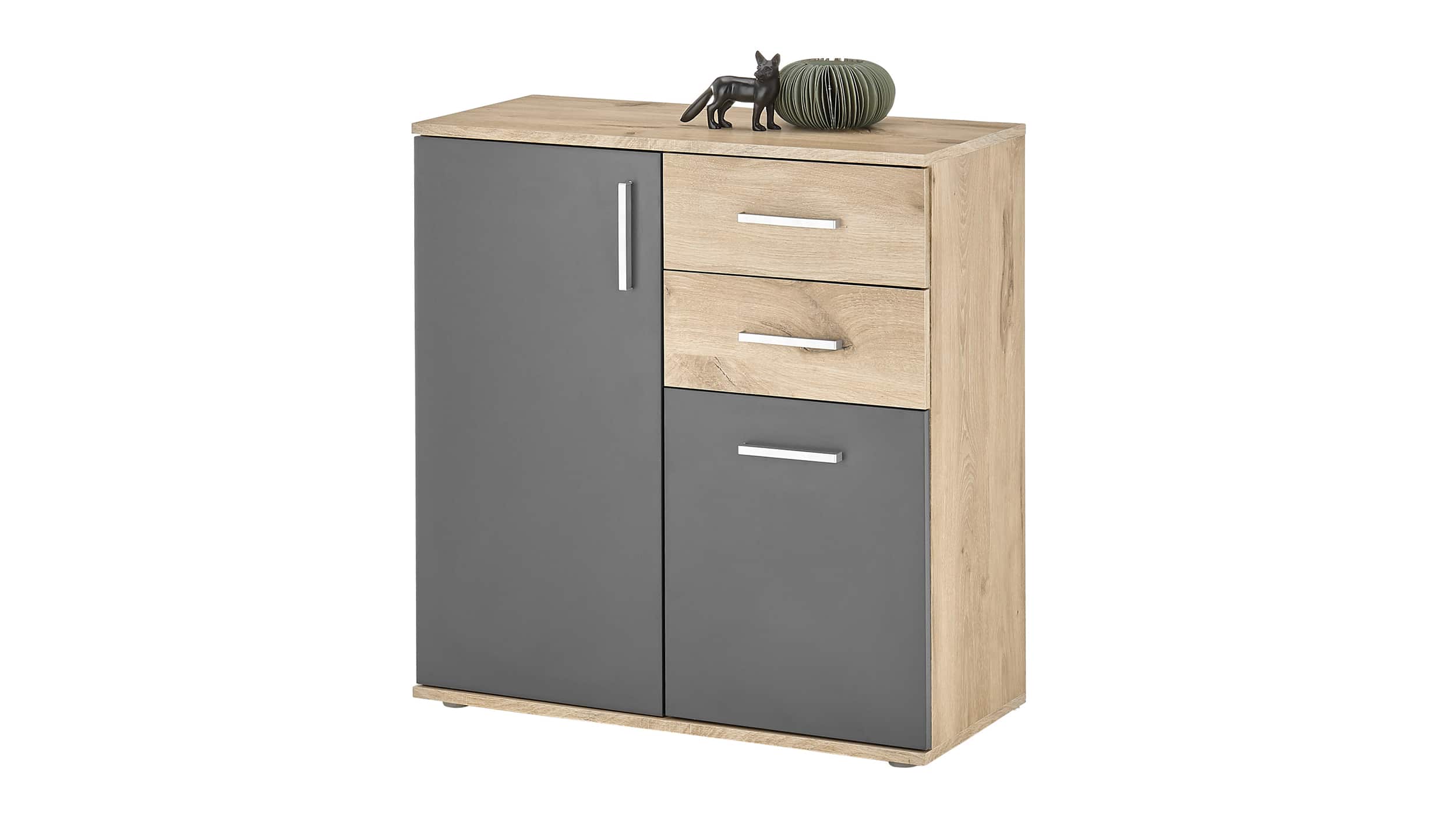 Kommode Viking Oak - grau 80 x 84 cm 2-türig - BOBBY