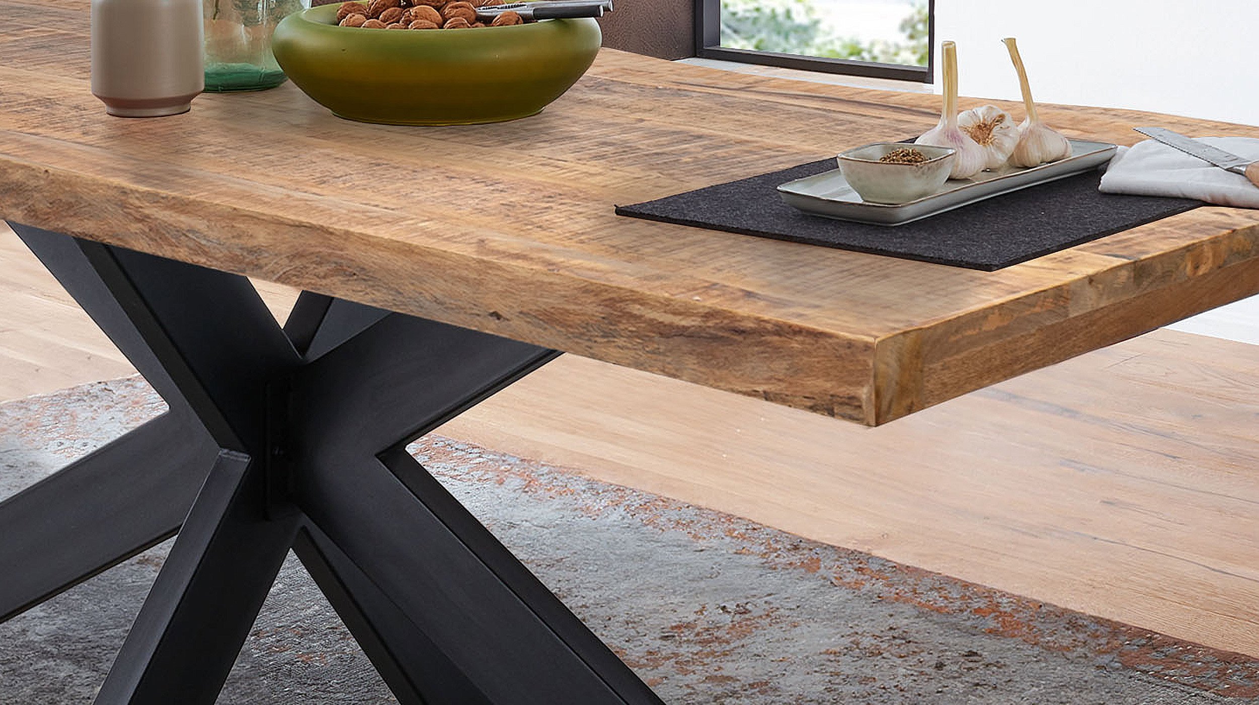 Esstisch 200 x 100 Mango massiv lackiert gebeizt - TIMKA