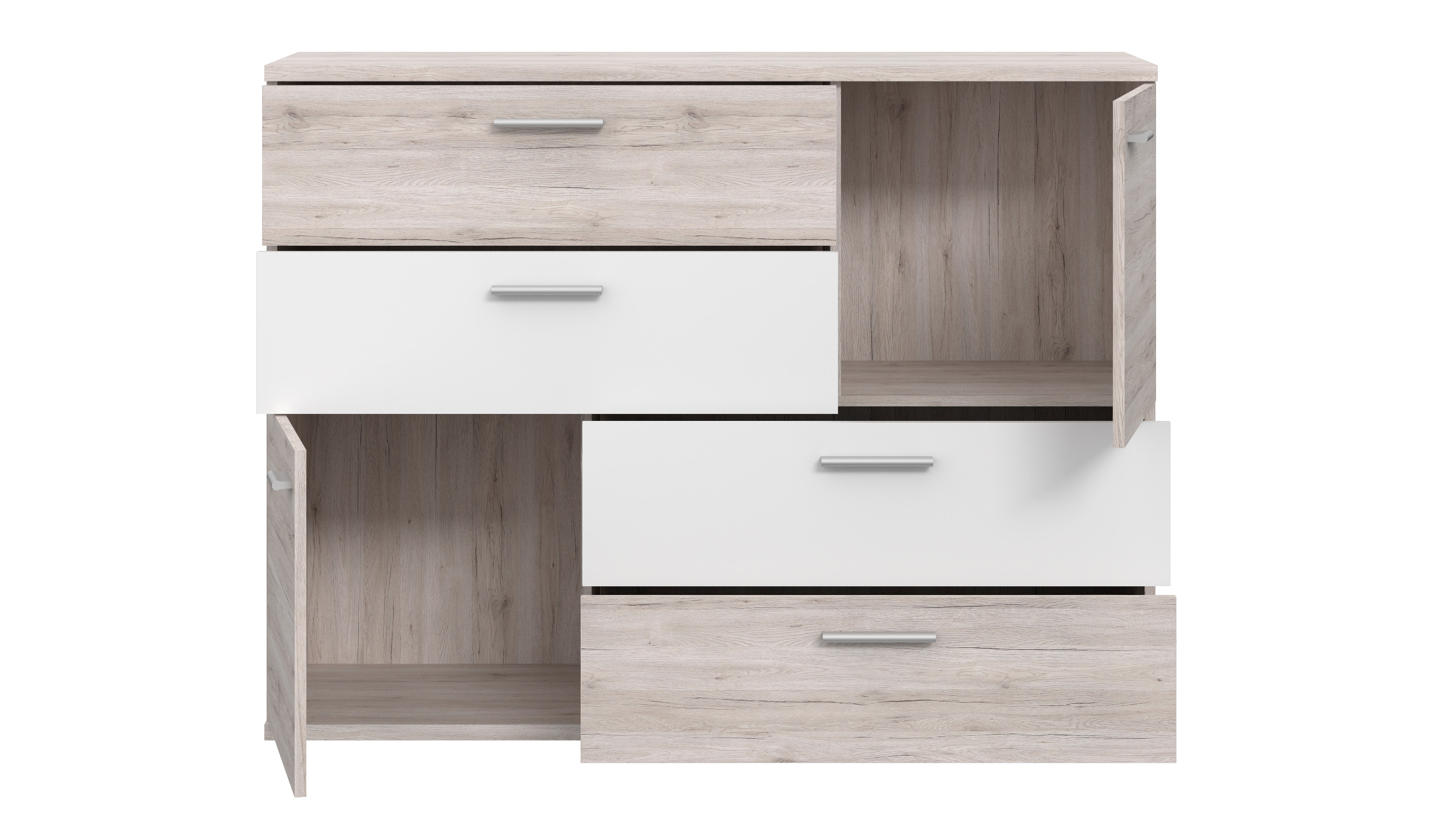 Kommode Sandeiche - weiß 125 cm - SKIVE