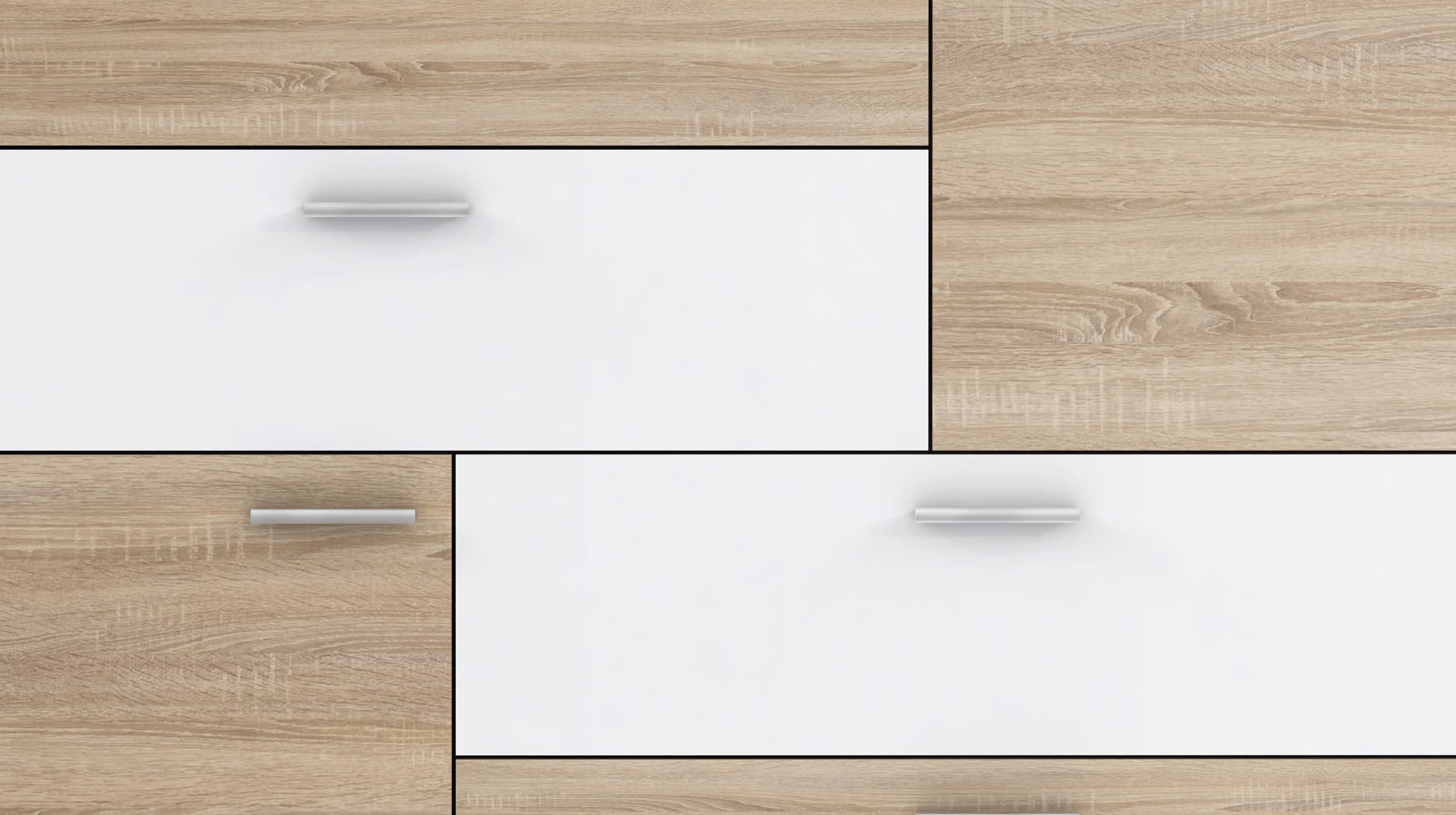 Kommode Sonoma Eiche - weiß 125 cm - SKIVE