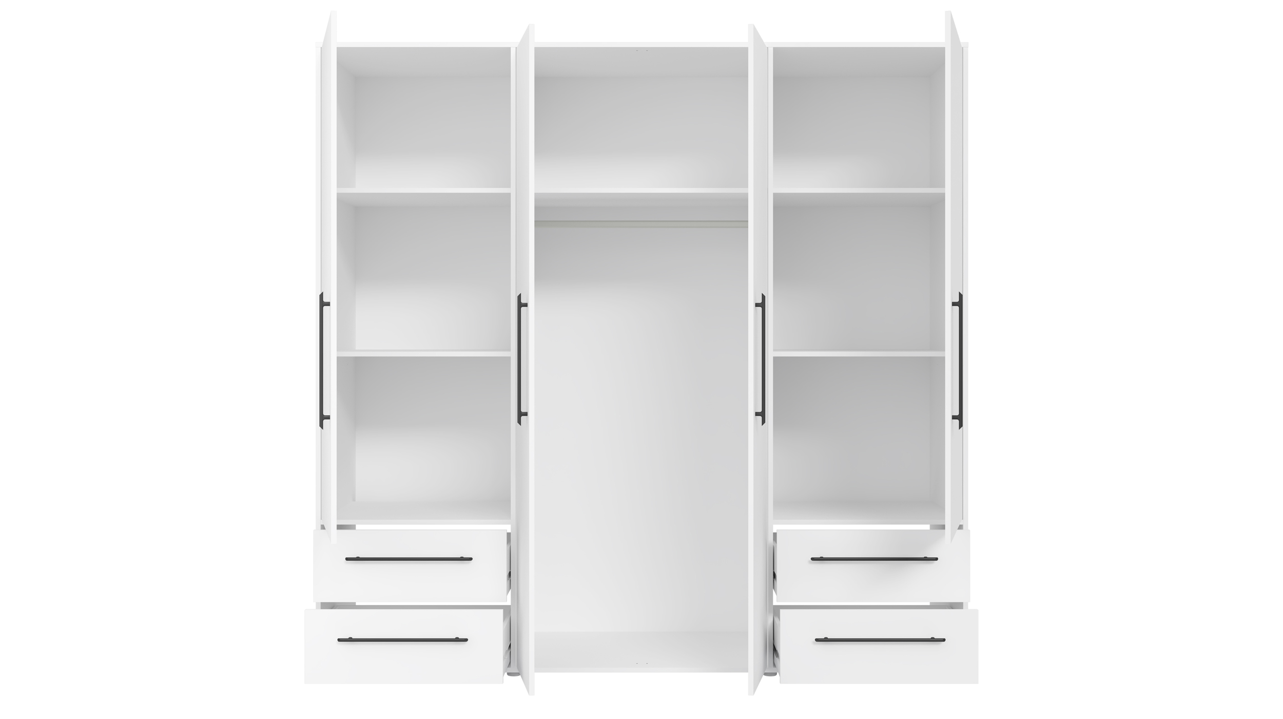 Kleiderschrank weiß - 206 cm - 4 Türen - MOKKARIS