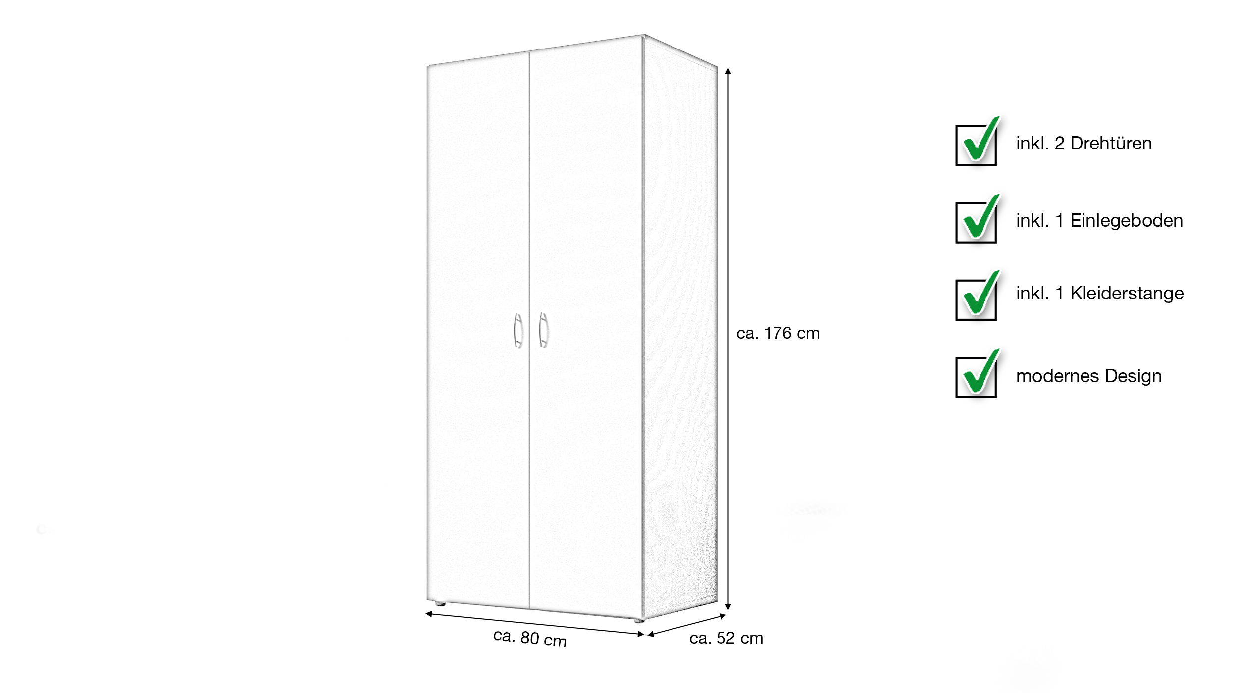Kleiderschrank graphit - 80 cm - 2-türig - BASE