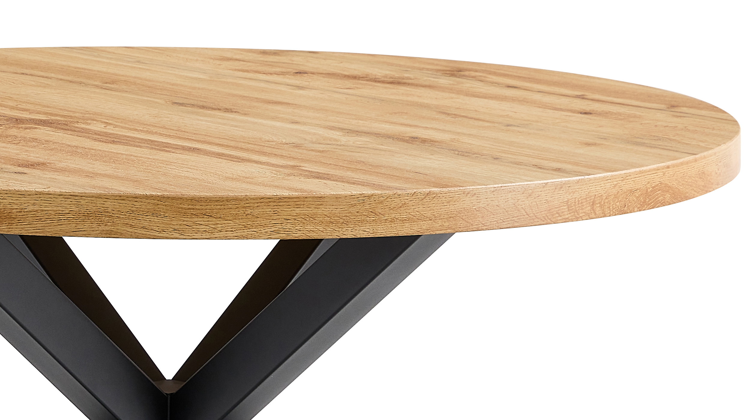 Esstisch rund 120 cm Wildeiche - Standbeine schwarz - DAMIRA