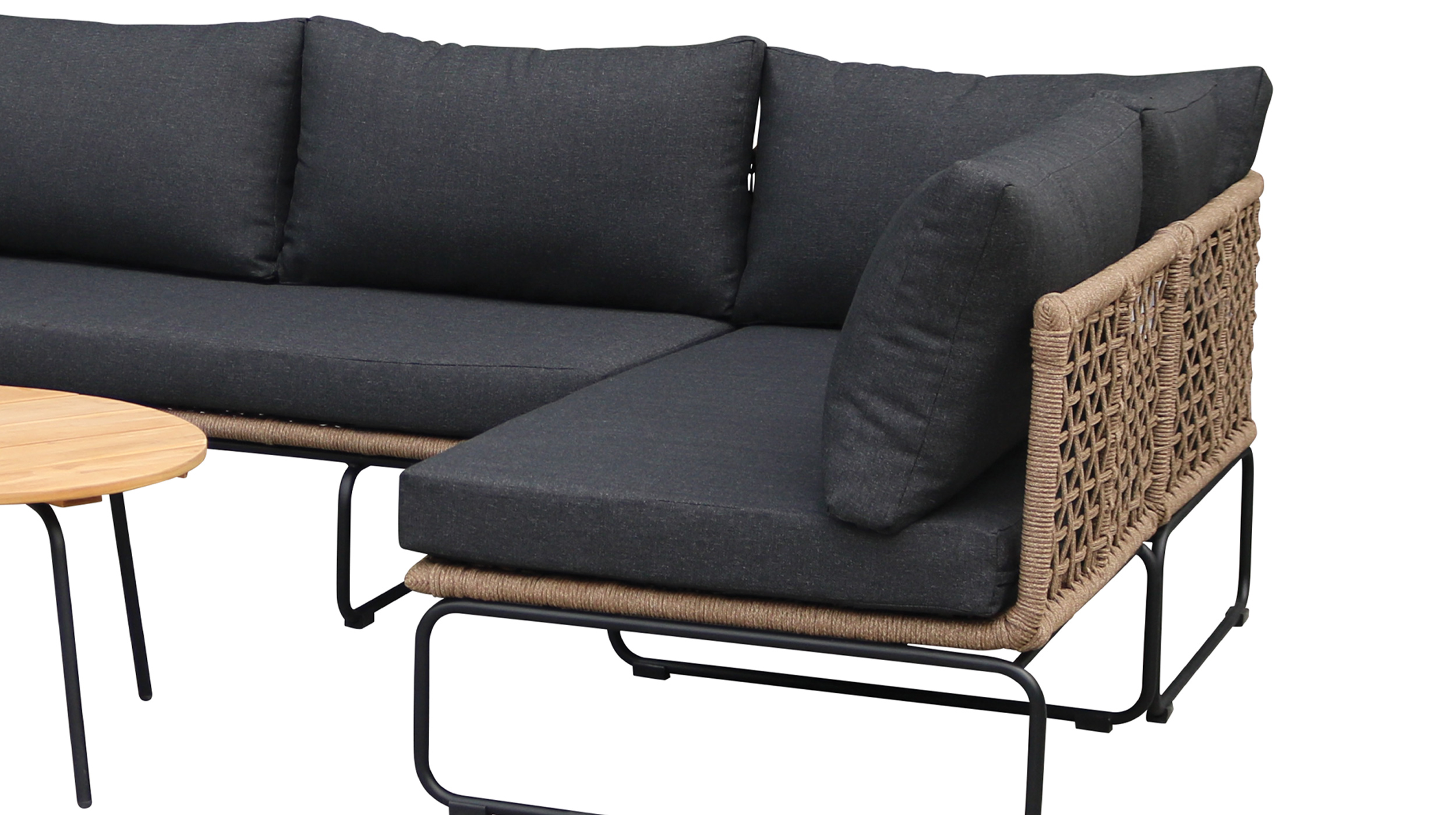 Ropegeflecht Gartenmöbel Set 3-teilig Tisch 70 x 40 cm - SERENO