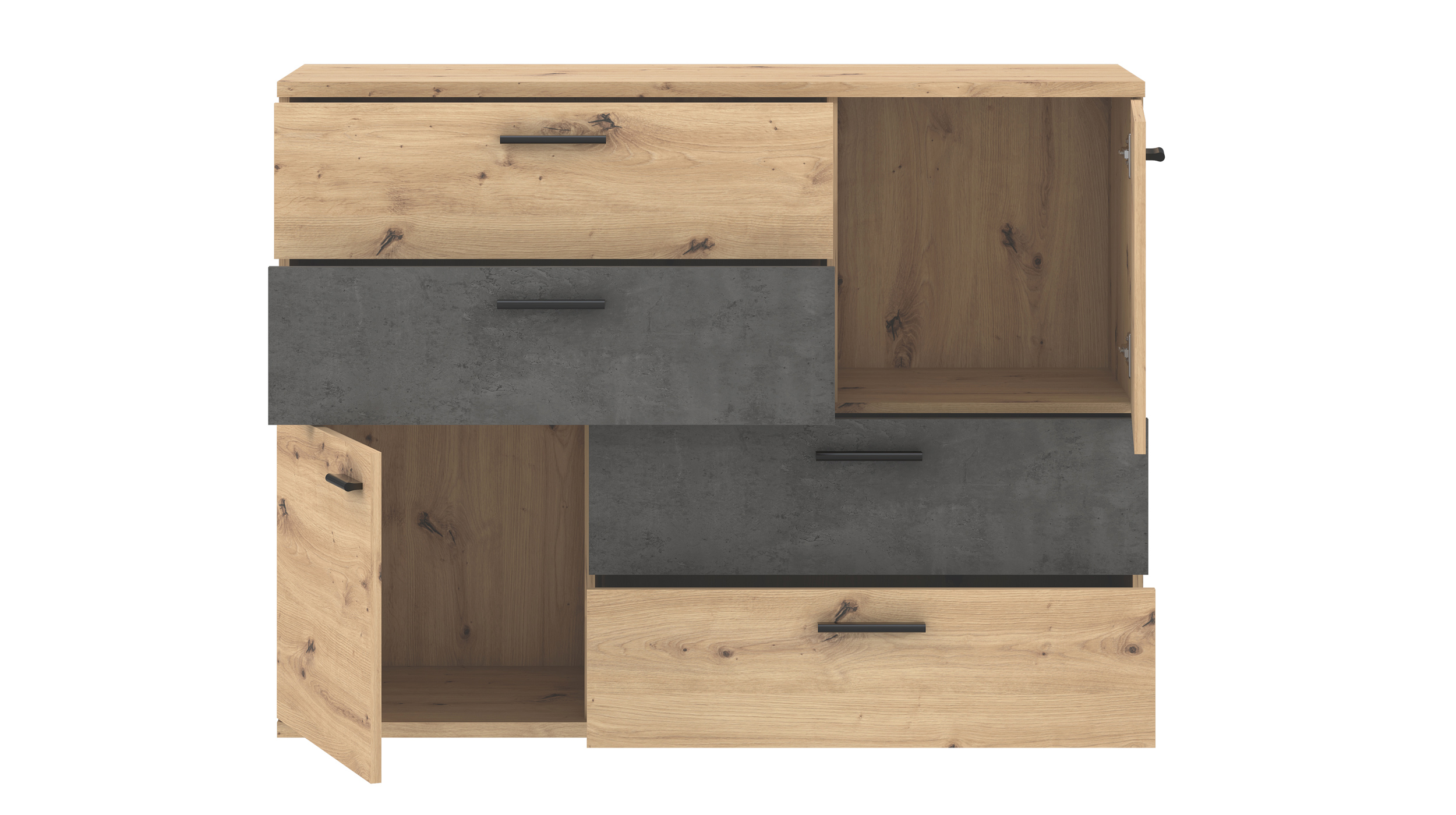 Kommode Artisan Eiche - grau 125 cm - SKIVE