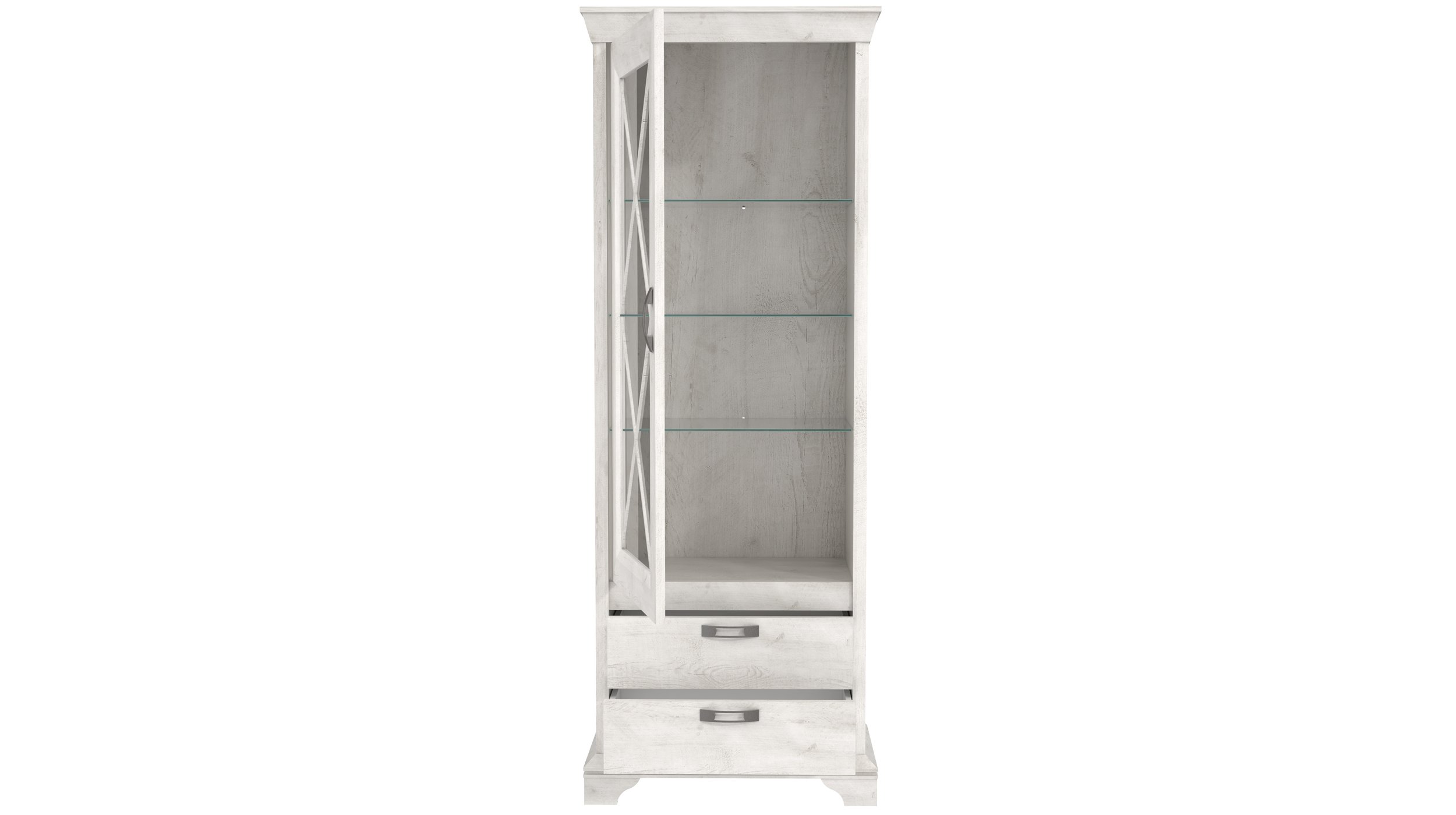 Vitrine mit 1 Glastür Pinie weiß 210 cm - KASHMIR
