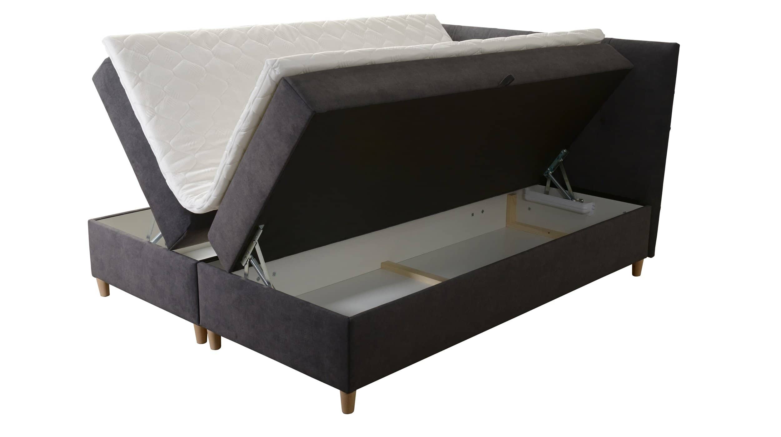 Boxbett 160 x 200 cm anthrazit inkl. 2 Bettkästen - ADORA
